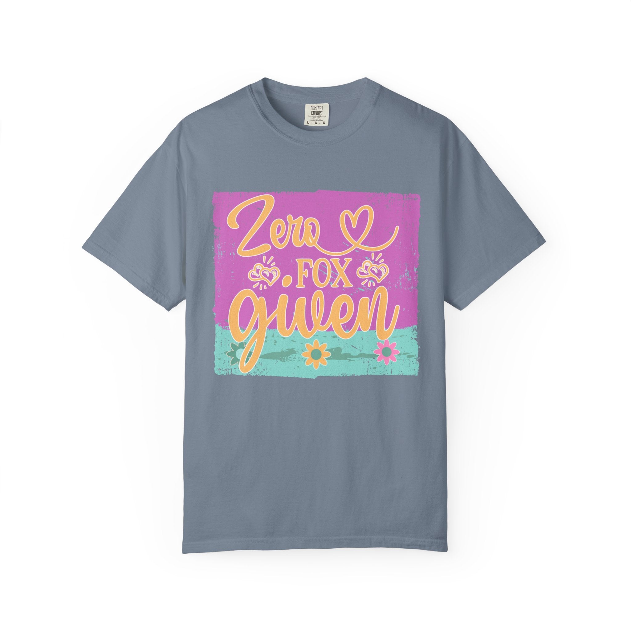 Textured T-Shirt — "Zero Fox Given" Retro Floral Graphic Tee