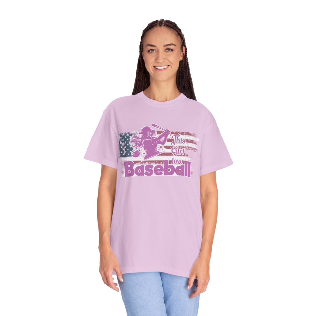 Texture This Girl Loves Baseball Shirt Vintage American Flag Pink Design