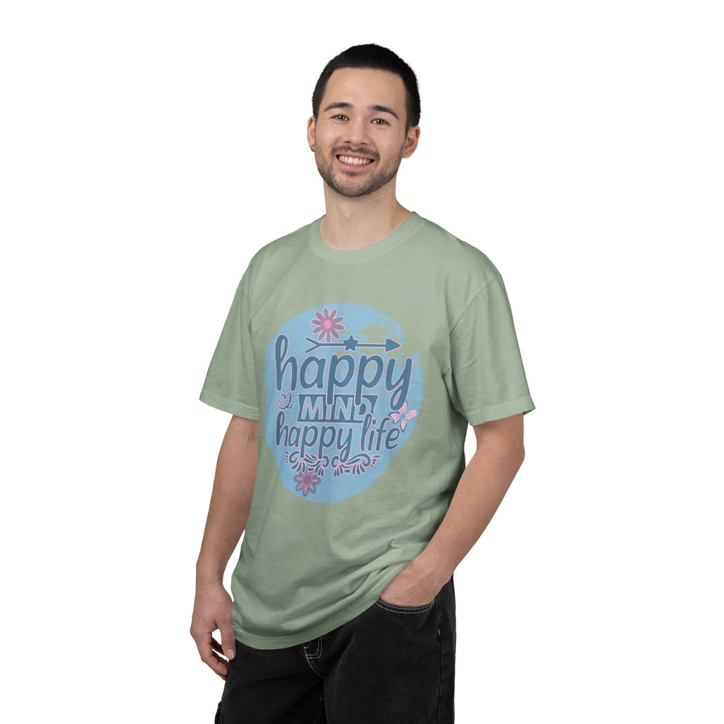 Happy Mind Happy Life Textured T-Shirt