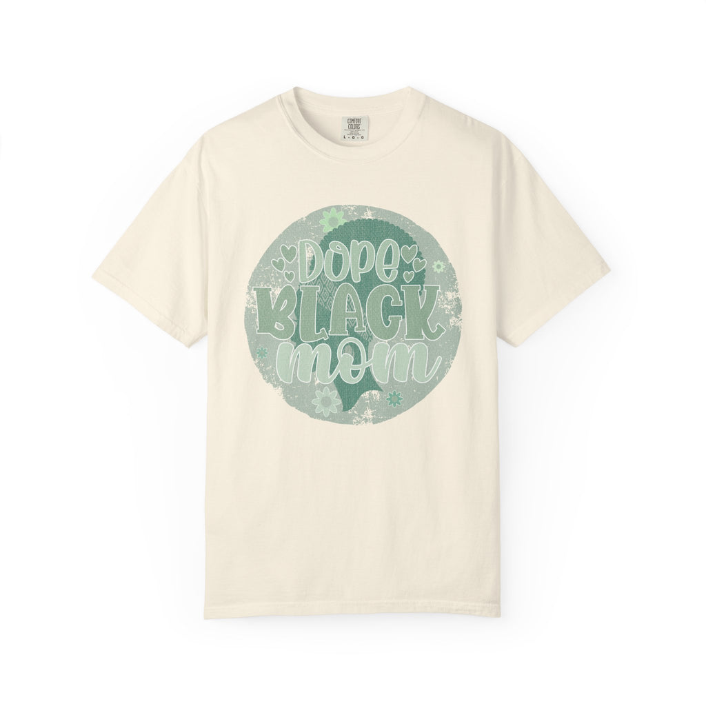 Dope Black Mom Textured T-Shirt — Retro Floral 'Dope Black Mom' Graphic Tee