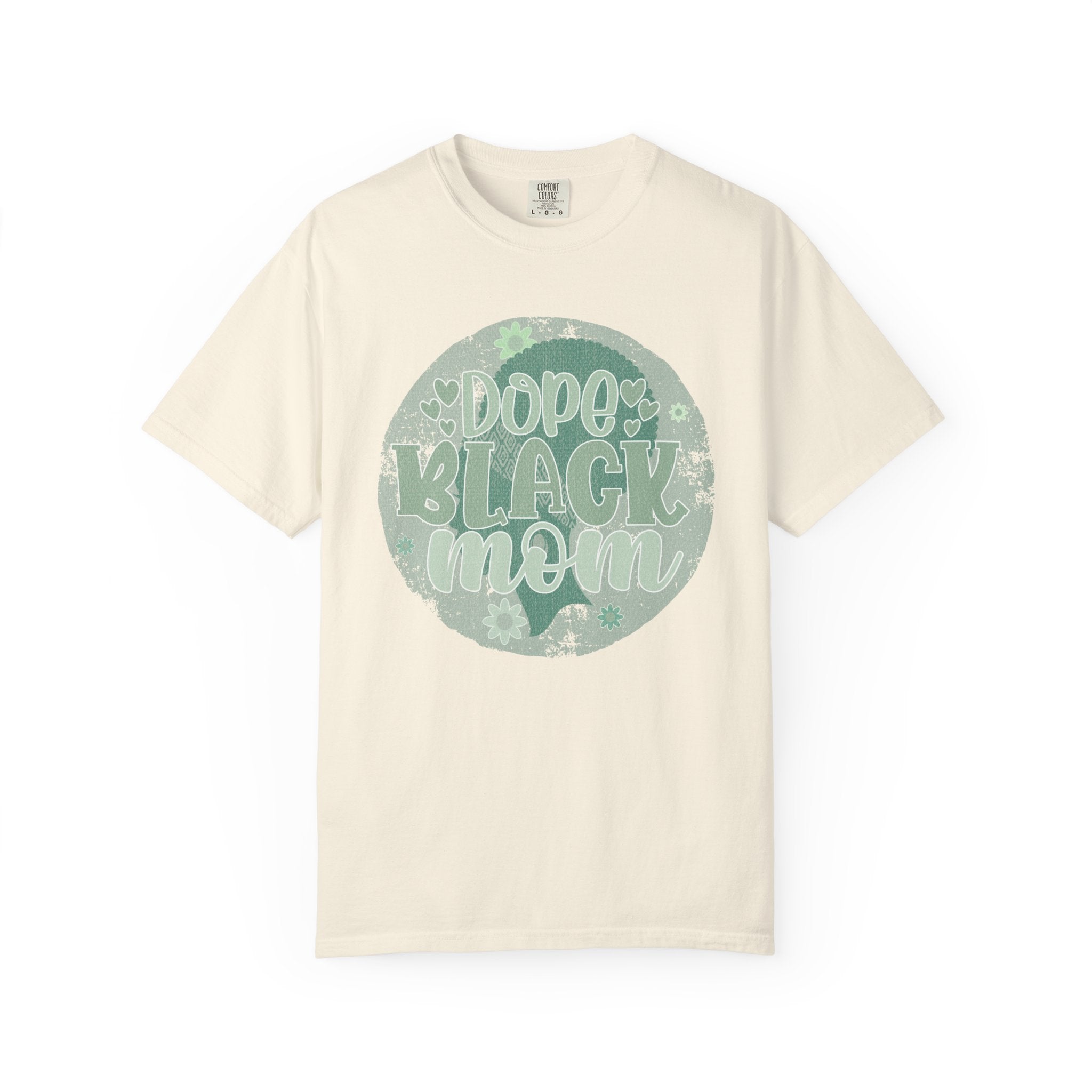 Dope Black Mom Textured T-Shirt — Retro Floral 'Dope Black Mom' Graphic Tee