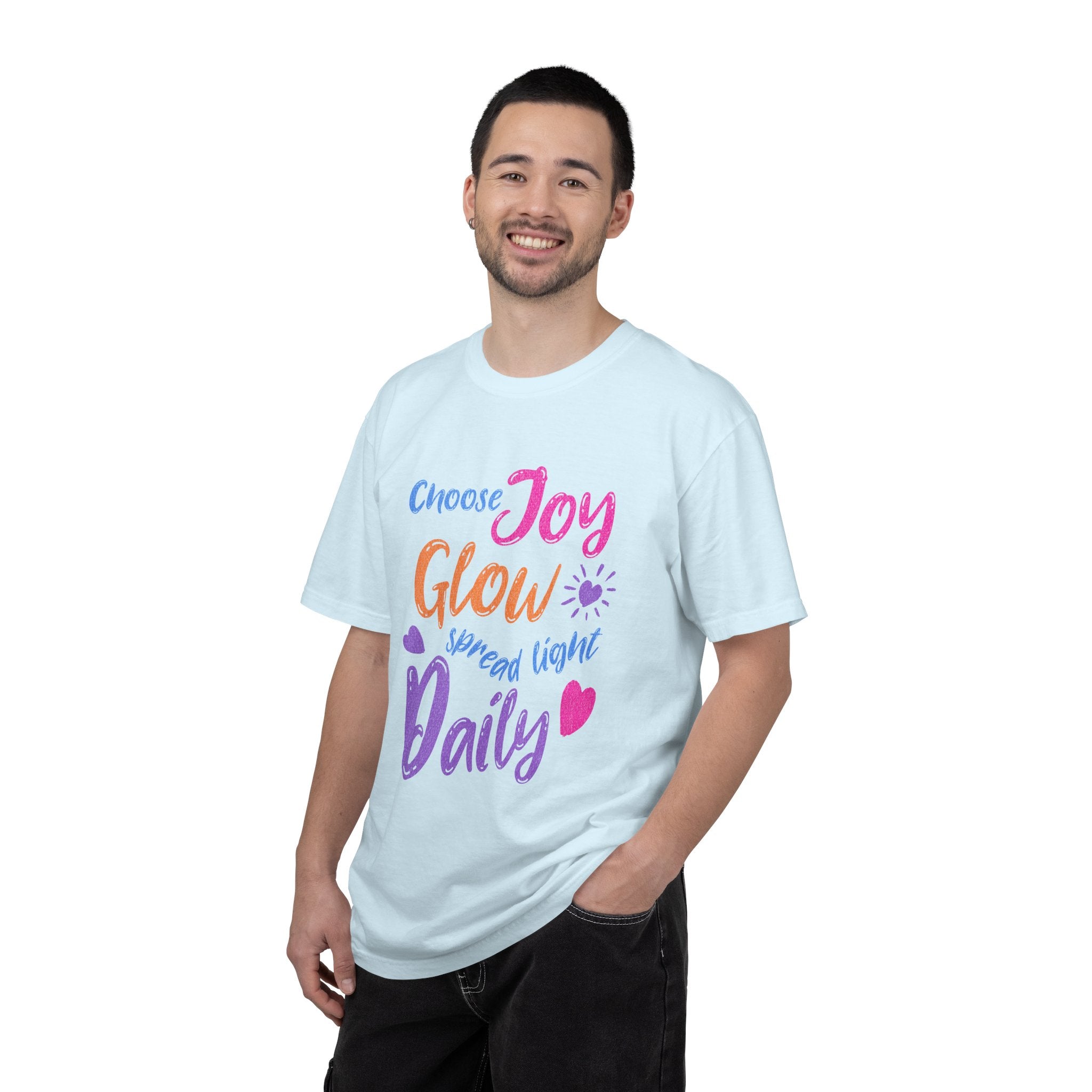 Textured Choose Joy Glow Spread Light Daily T-Shirt — Inspirational Positive Message Tee