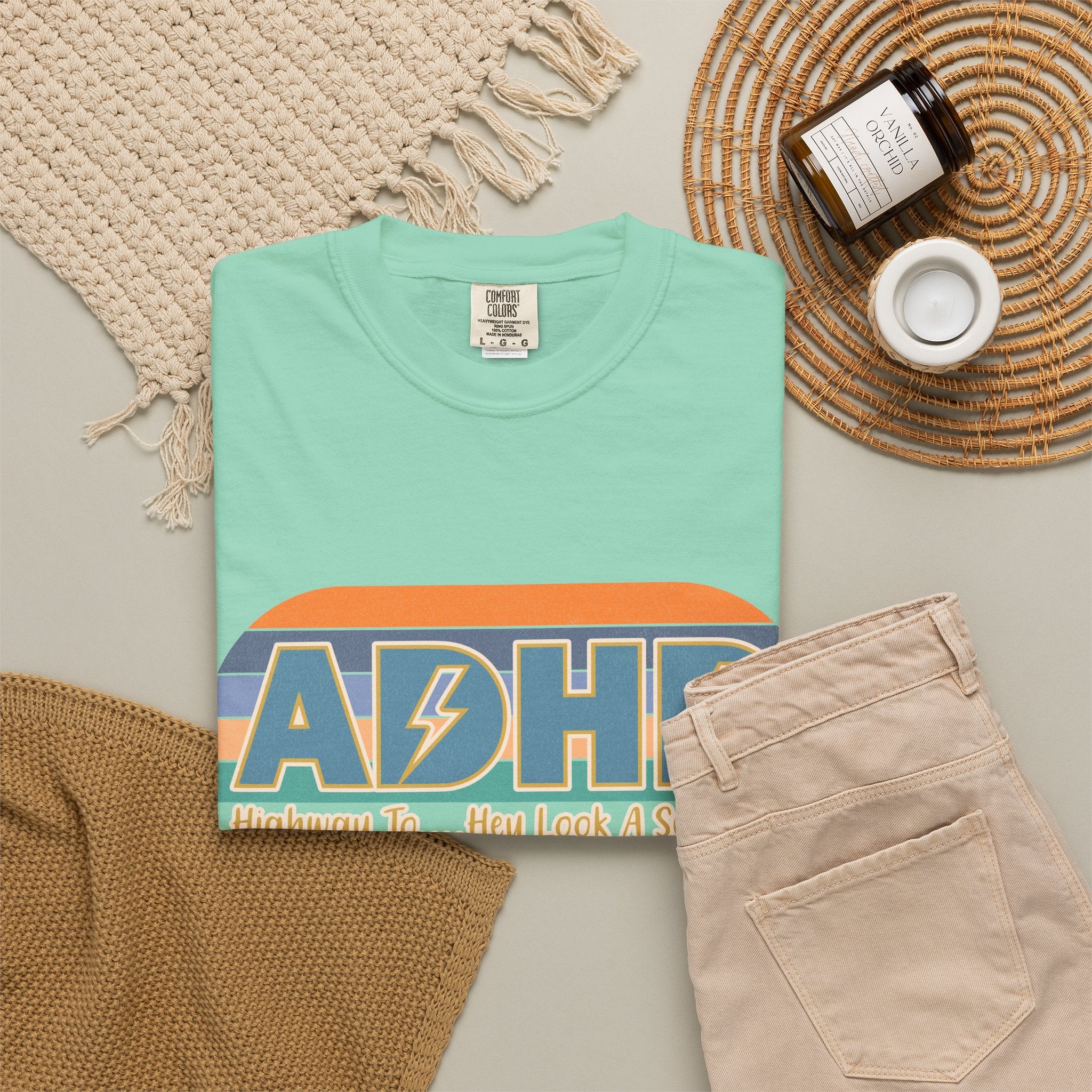 ADHD Retro Stripe T‑Shirt — "Highway To... My Look A Squirrel"