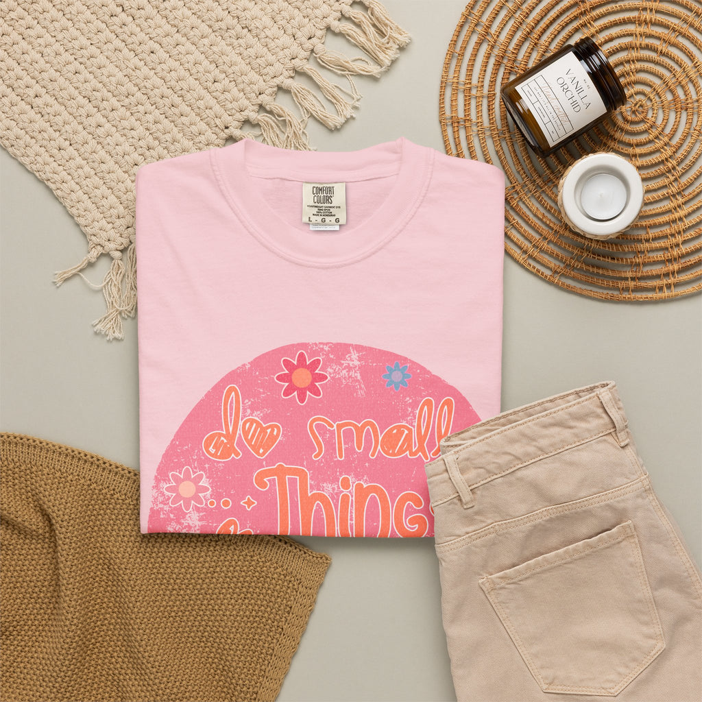 Textured T-Shirt — "Do Small Things With Great Love" Floral Circle Graphic