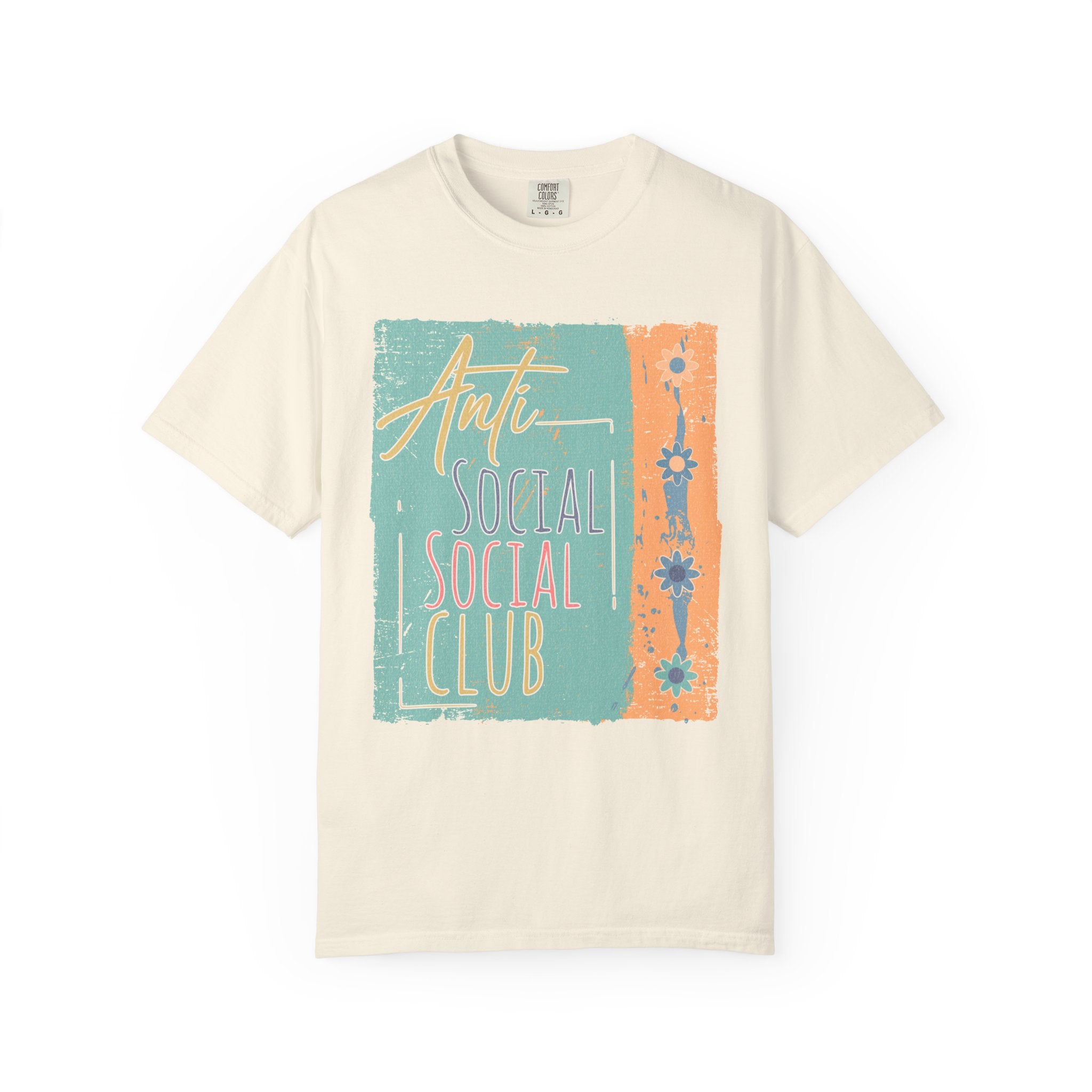 Textured “Anti Social Social Club” Retro Graphic T-Shirt