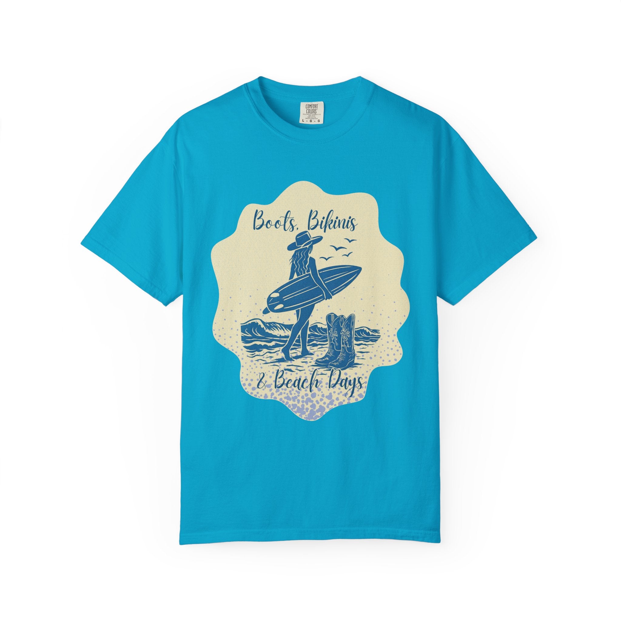 Textured Surf Vibes T-Shirt — 'Beach, Bikinis & Beach Days' Vintage Surf Graphic