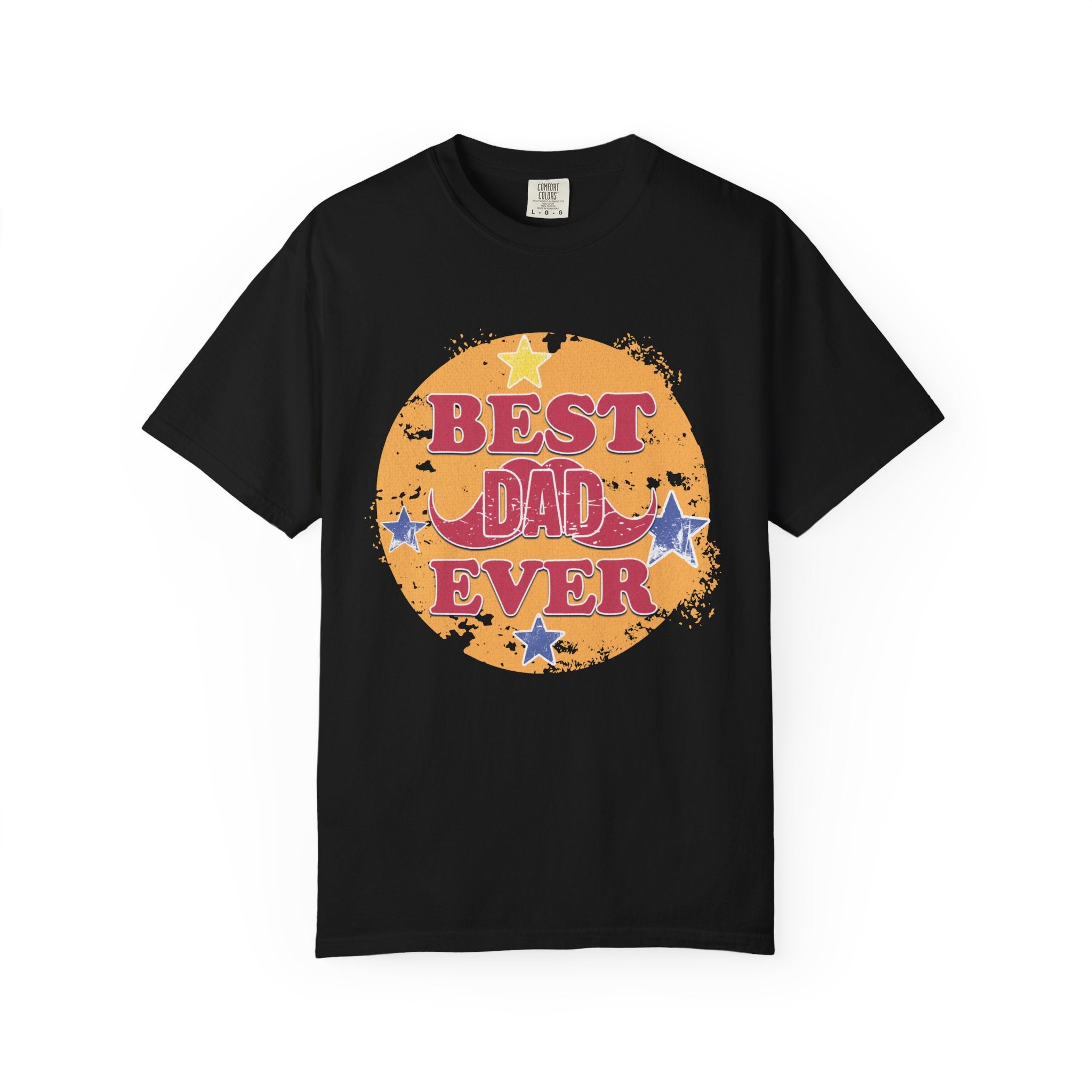 Textured Best Dad Ever T-Shirt — Retro Stars Father’s Day Tee