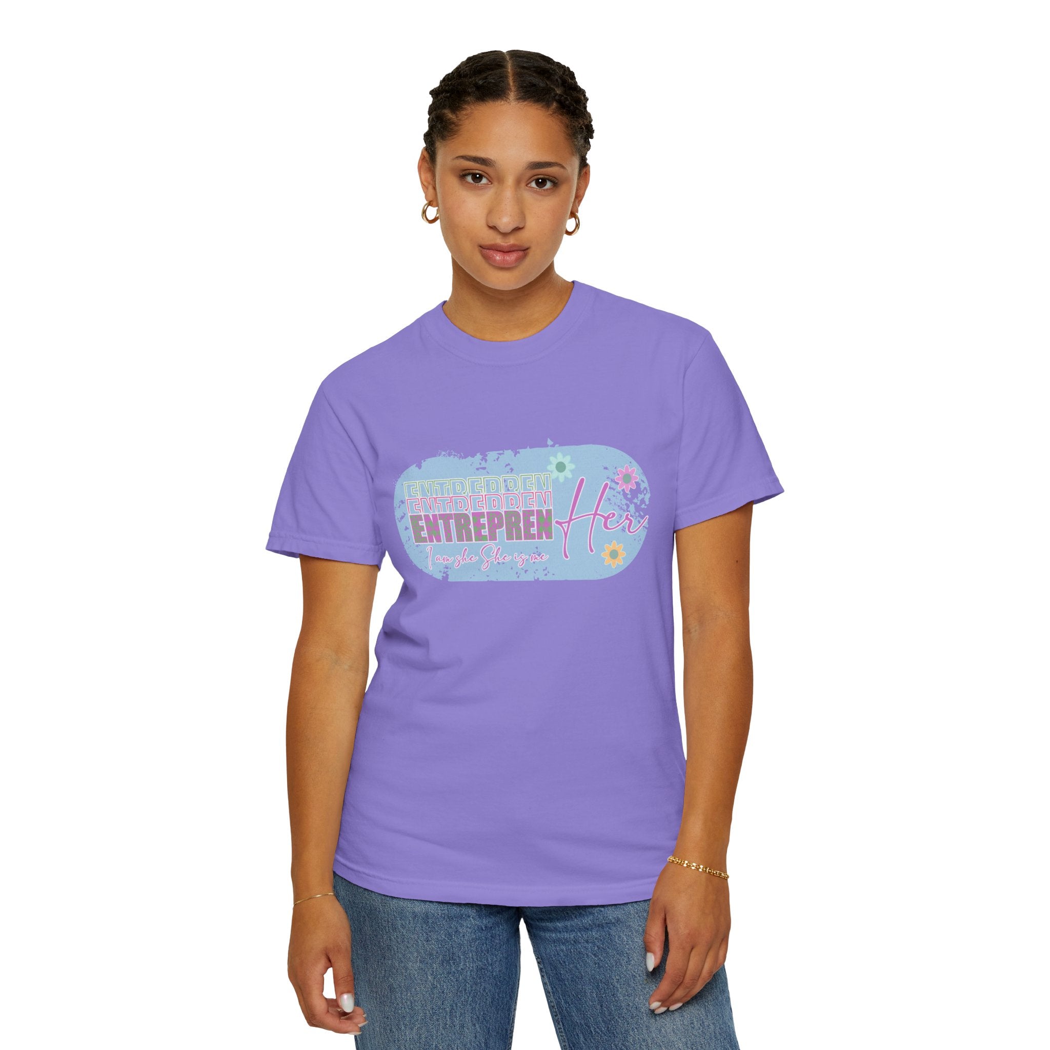 Entrepreneur Mom Floral Textured Tee — 'EntreprenHer' Graphic T-Shirt