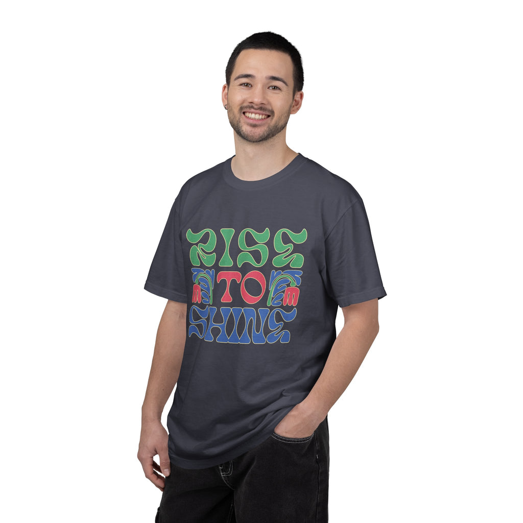 Groovy Textured T-Shirt — Rise to Shine Retro Graphic Tee