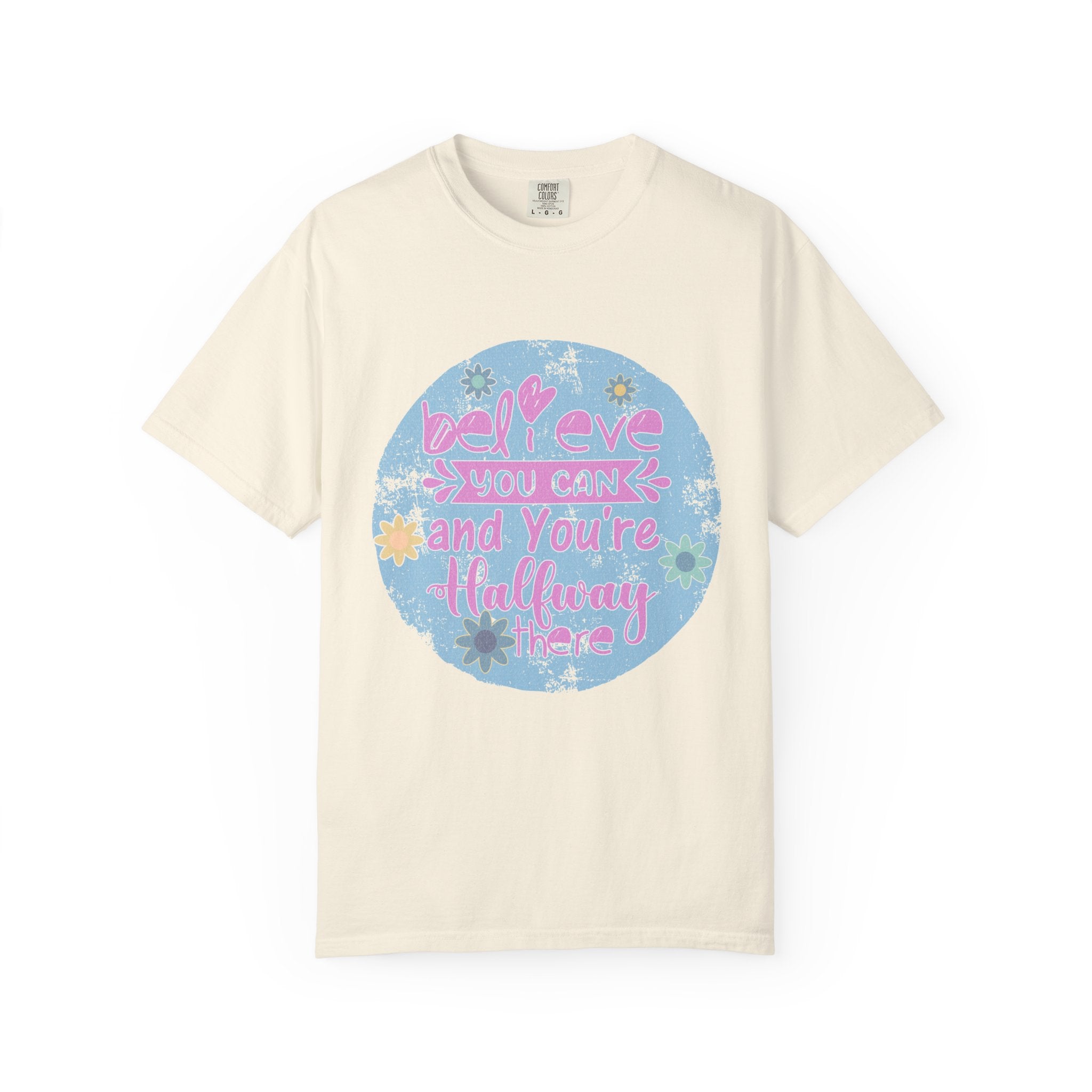 Textured Believe You Can Floral Graphic T-Shirt — Inspirational Motivational Tee