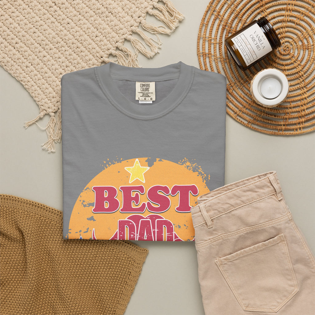 Textured Best Dad Ever T-Shirt — Retro Stars Father’s Day Tee