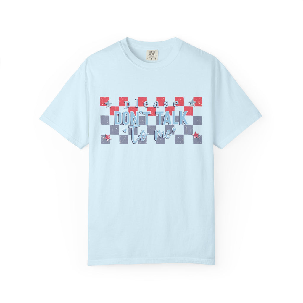 Textured Don’t Talk to Me Checkerboard T-Shirt — Retro USA Graphic Tee