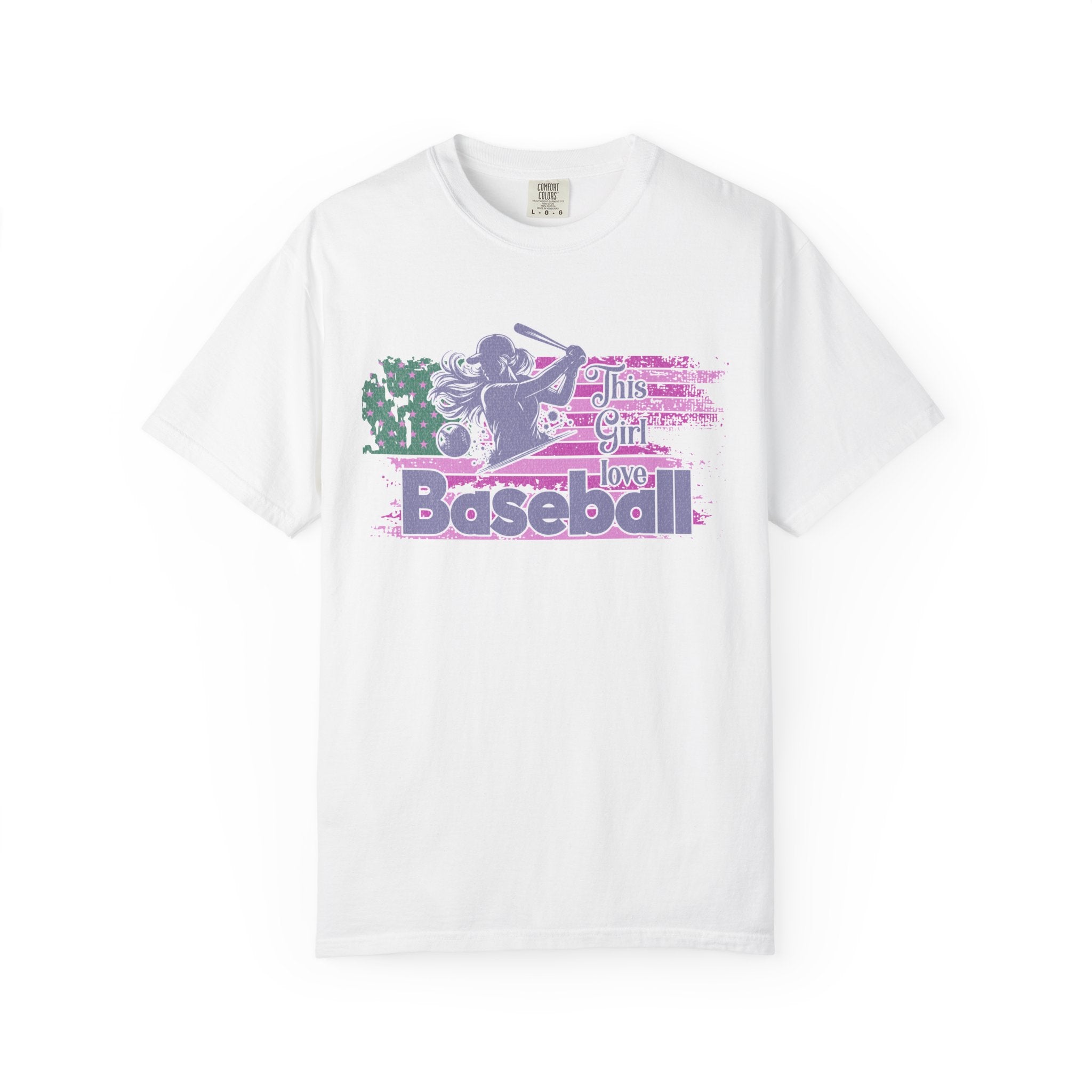 Girls Love Baseball Textured T-Shirt — Feminine Retro Baseball Tee