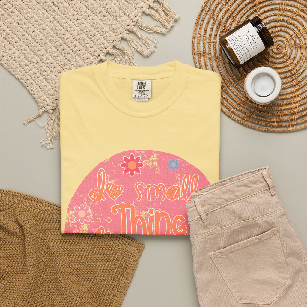 Textured T-Shirt — "Do Small Things With Great Love" Floral Circle Graphic