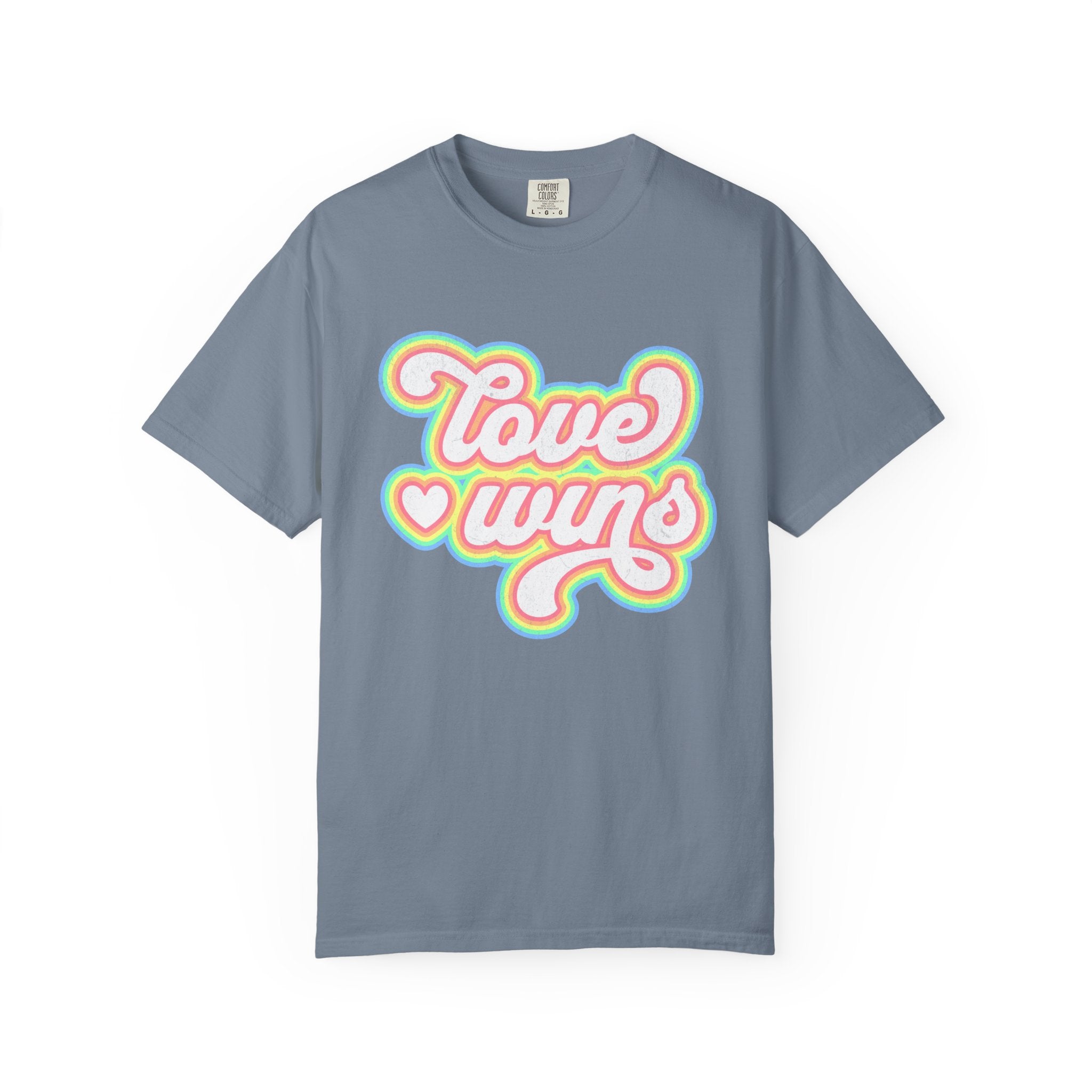 Textured Retro 'Love Wins' T-Shirt — Rainbow Script Pride Tee