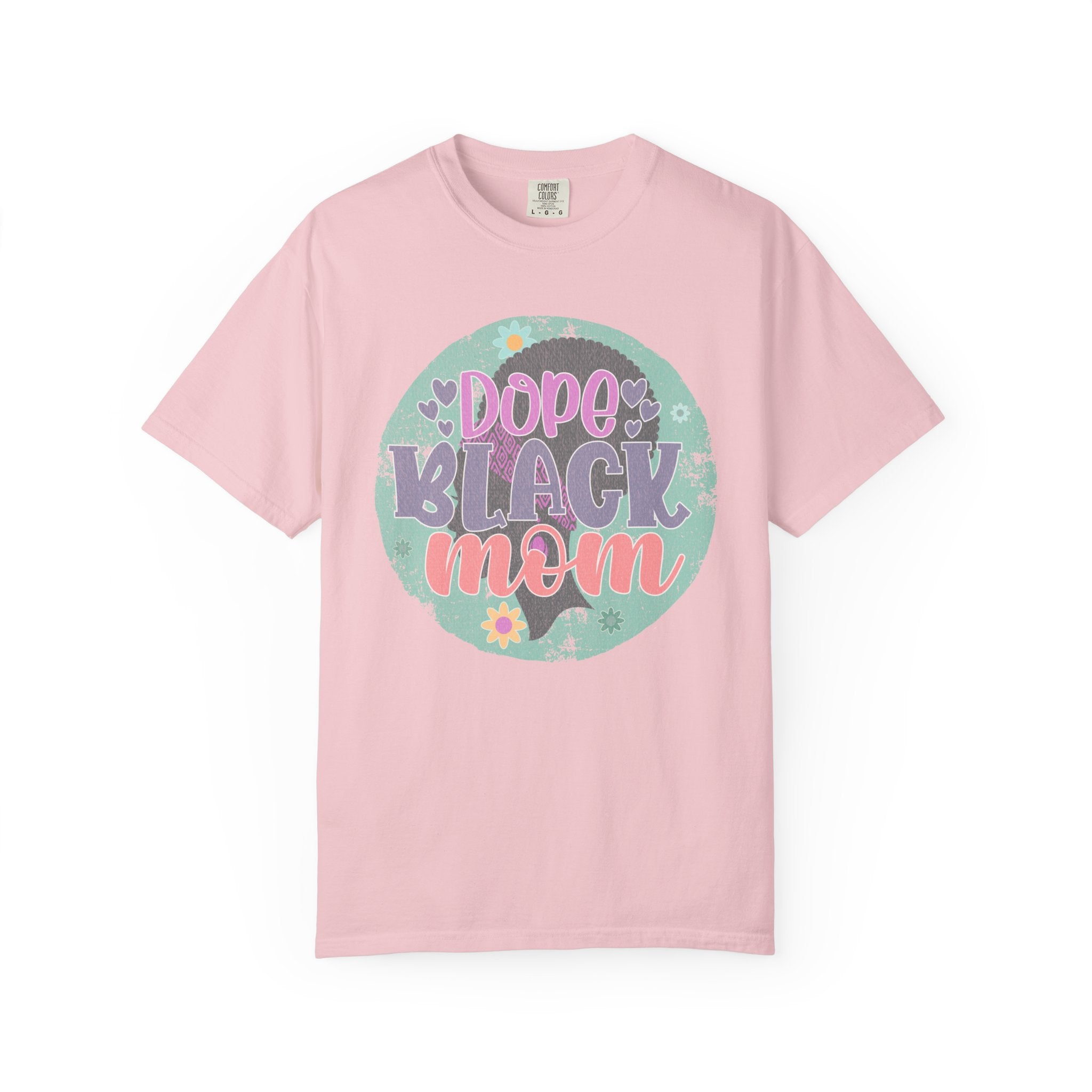 Dope Black Mom Textured T-Shirt — Retro Floral Pride Tee for Black Mothers