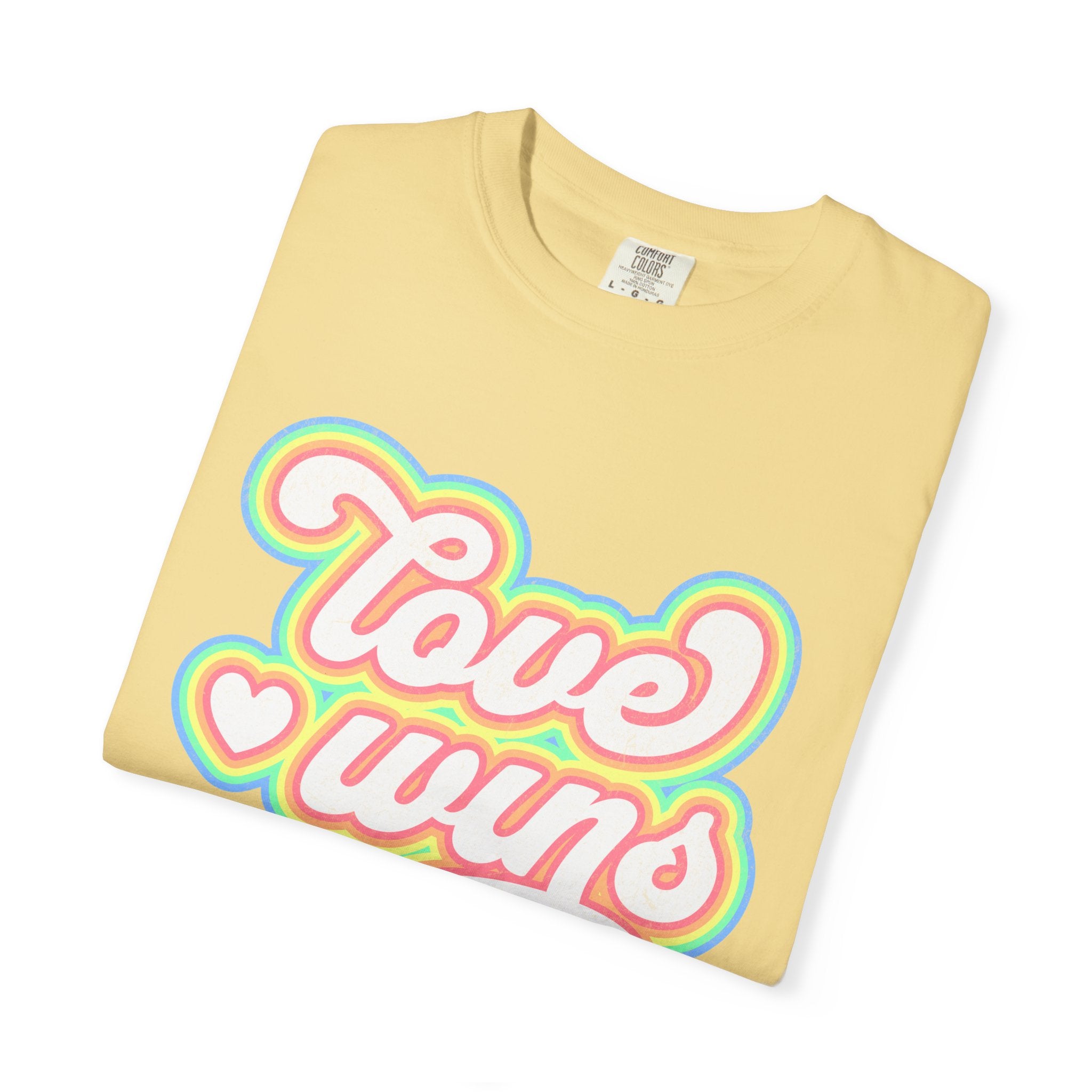 Textured Retro 'Love Wins' T-Shirt — Rainbow Script Pride Tee