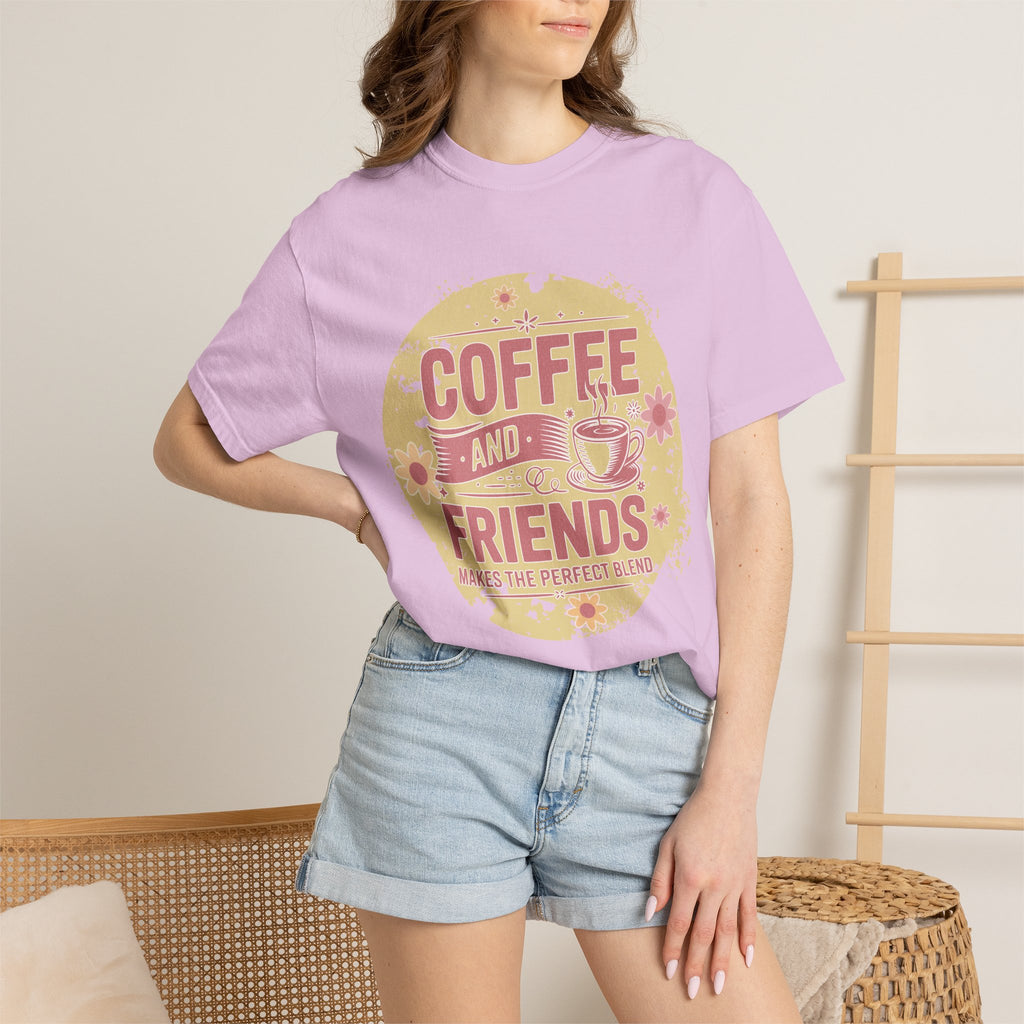 Coffee and Friends Textured T-Shirt — 'Makes the Perfect Blend' Casual Tee