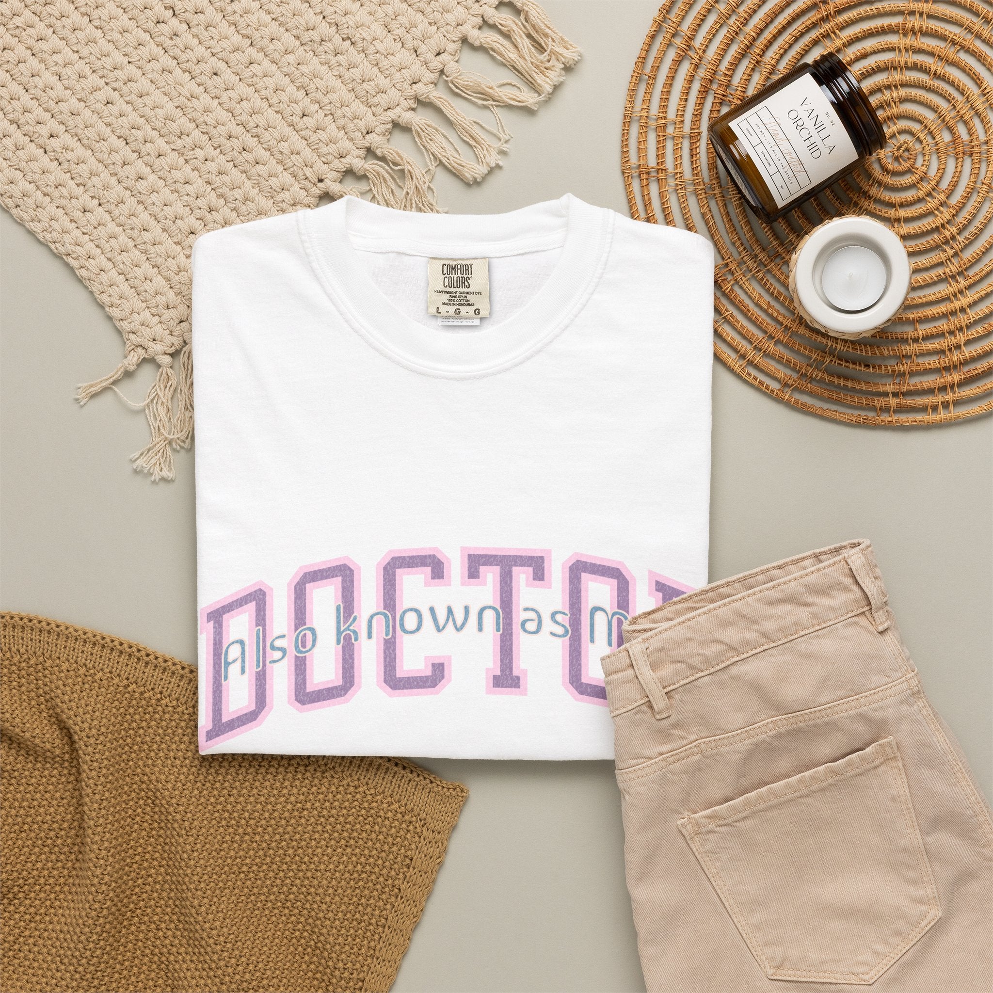 Doctor Also Known As Mom Textured T-Shirt — Retro Shadow Collegiate Medical Tee