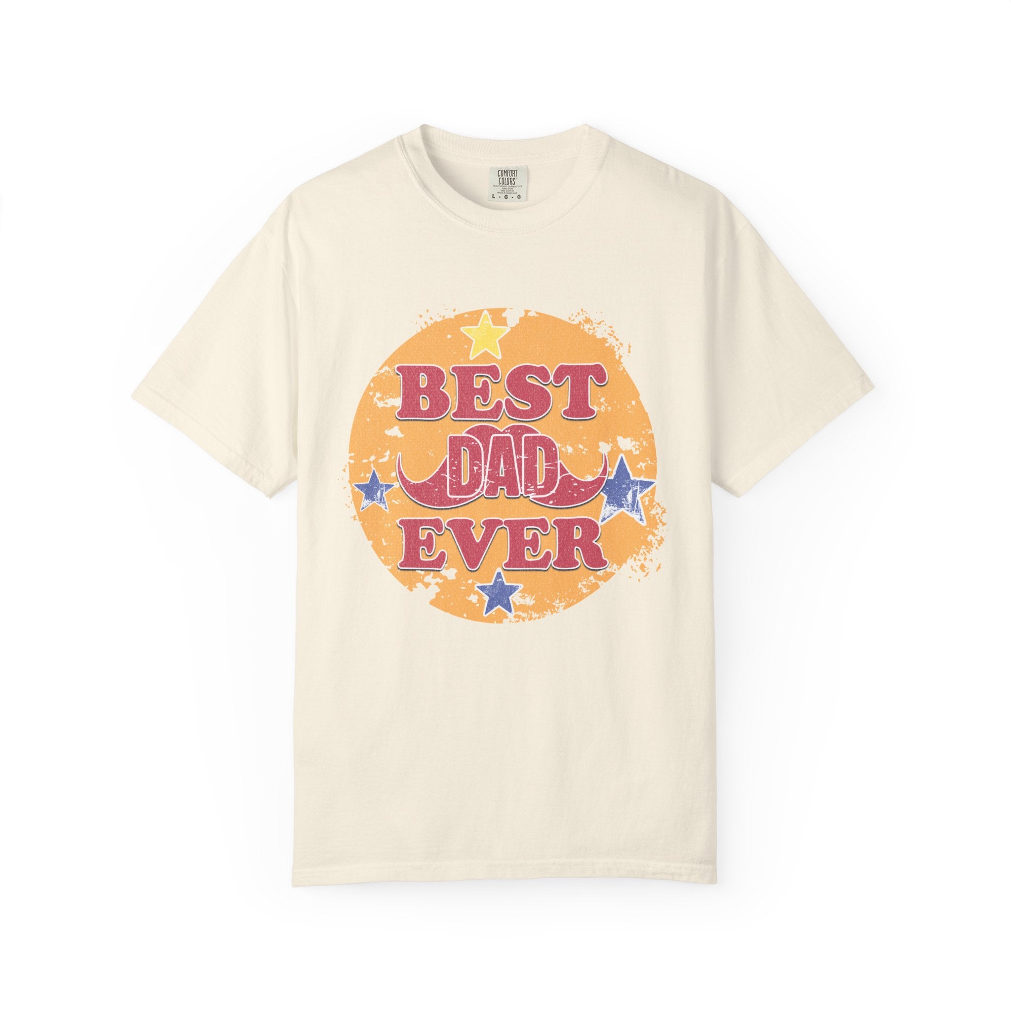 Textured Best Dad Ever T-Shirt — Retro Stars Father’s Day Tee