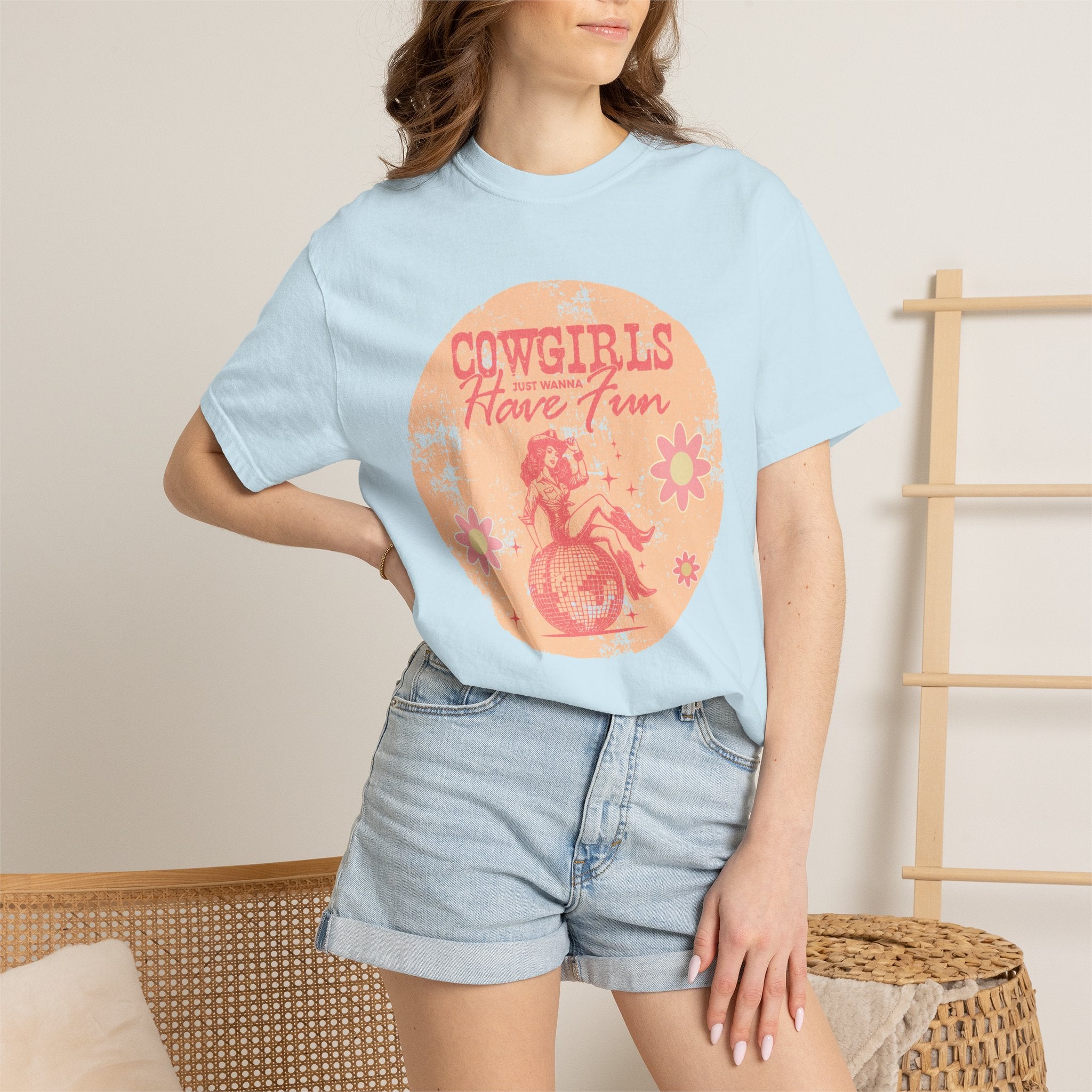 Cowgirls Just Wanna Have Fun Textured Retro Graphic T-Shirt