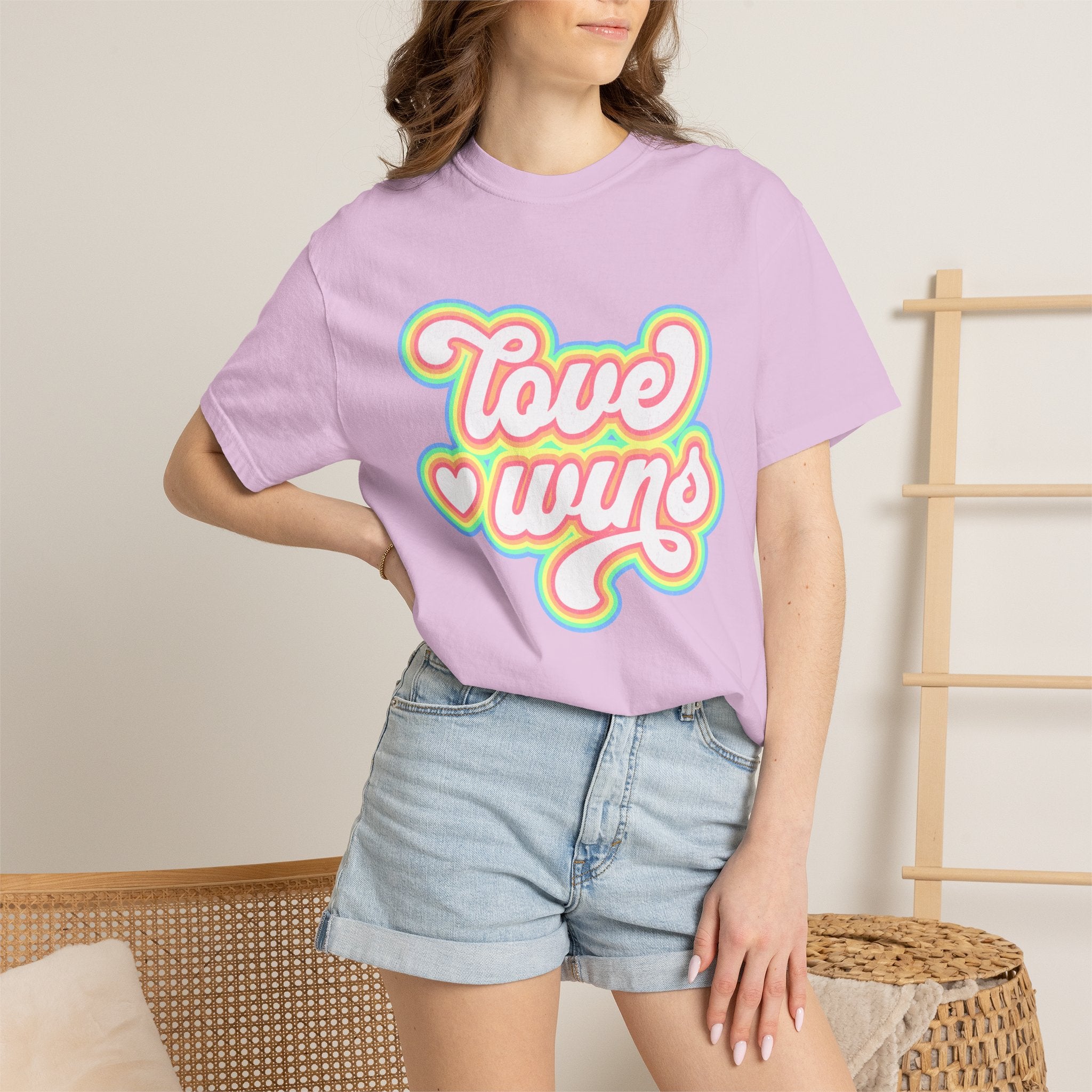 Textured Retro 'Love Wins' T-Shirt — Rainbow Script Pride Tee
