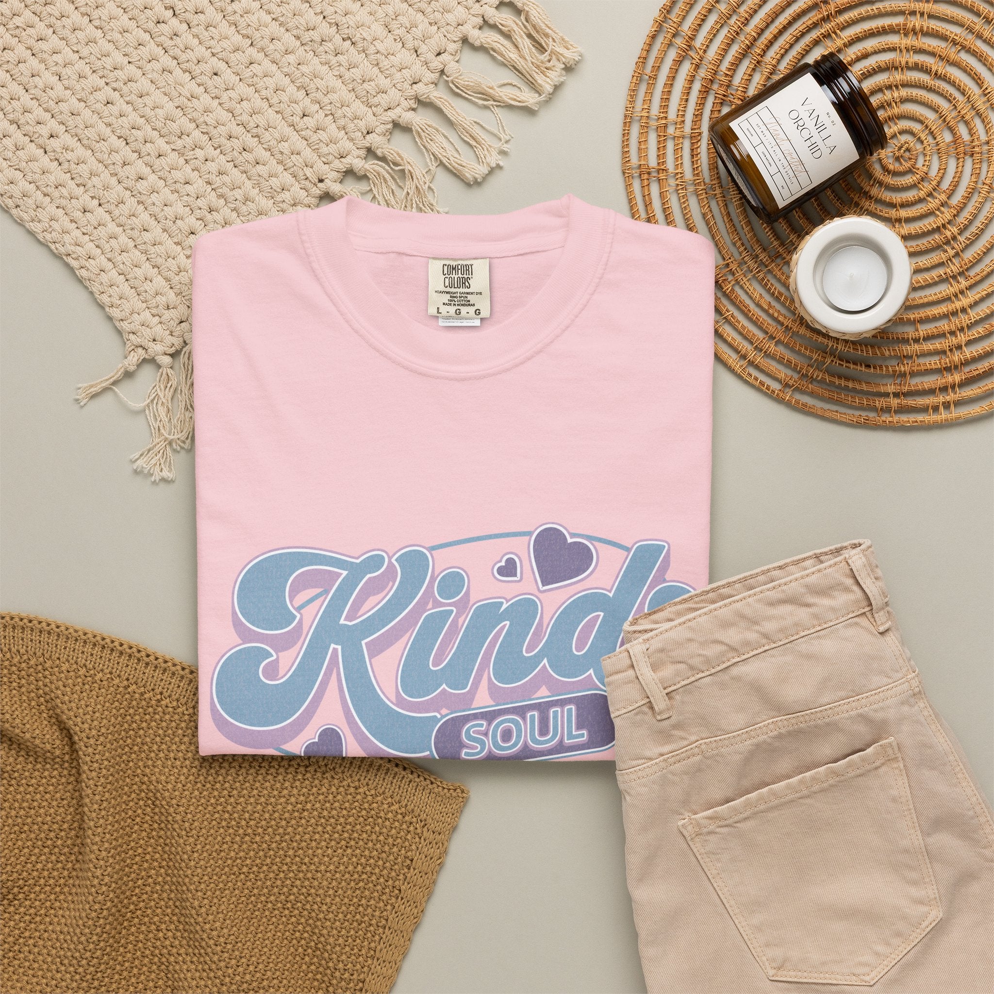 Kind Soul Textured T-Shirt — Retro Script Graphic Tee