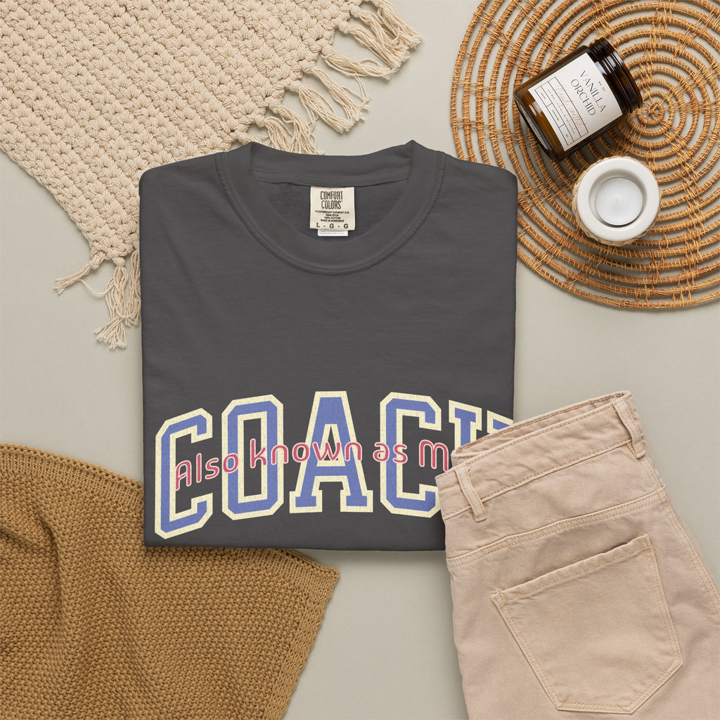 Coach Also Known As Mom — Textured Collegiate Style Tee