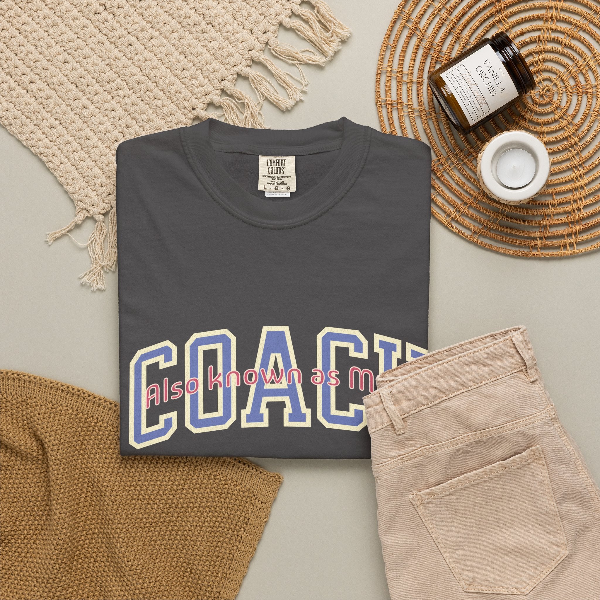 Coach Also Known As Mom — Textured Collegiate Style Tee