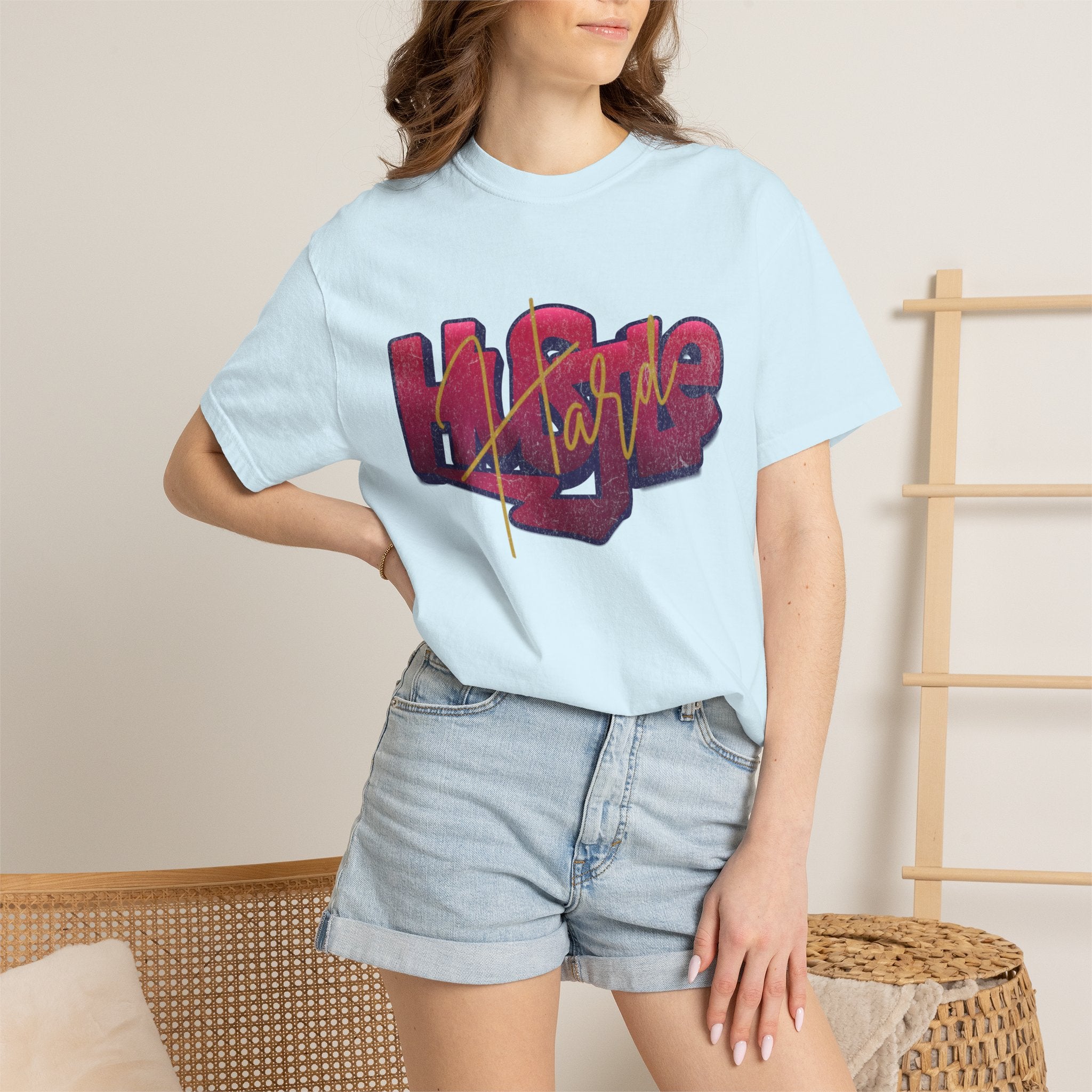 Textured Street Art 'Hustle Hard' Graphic Tee — Vintage Graffiti Unisex T-Shirt
