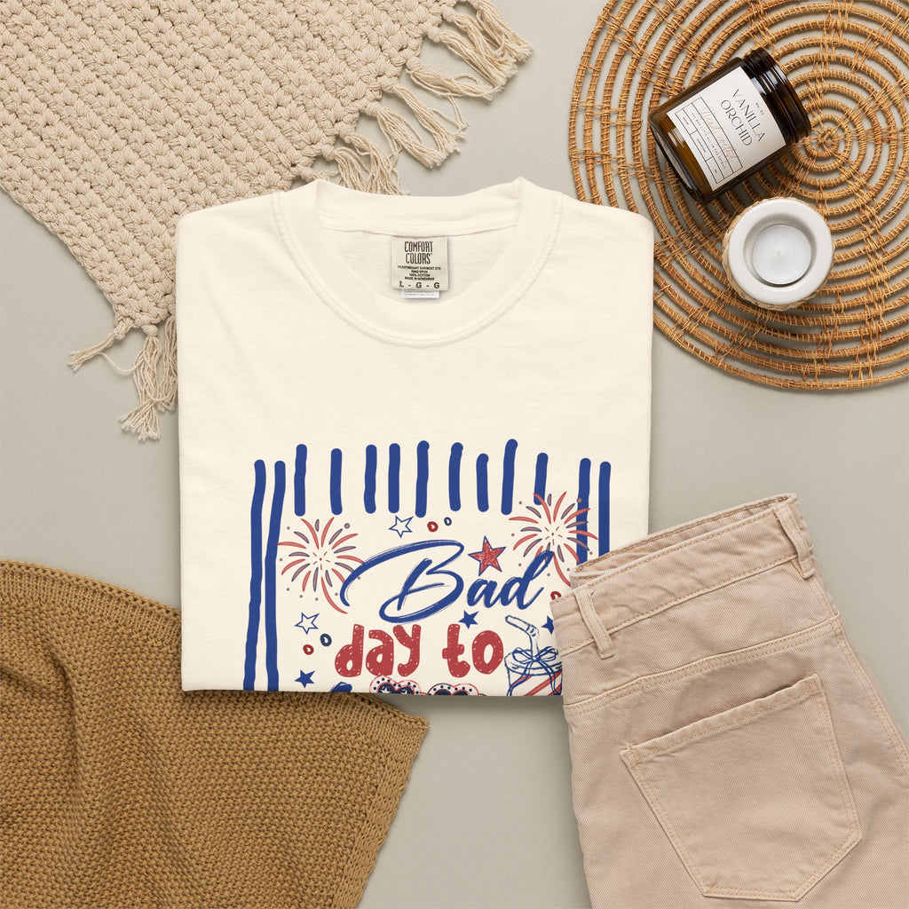 Hot Dog Patriotic Graphic T-Shirt — "Bad Day to Be a Hot Dog" 4th of July Tee