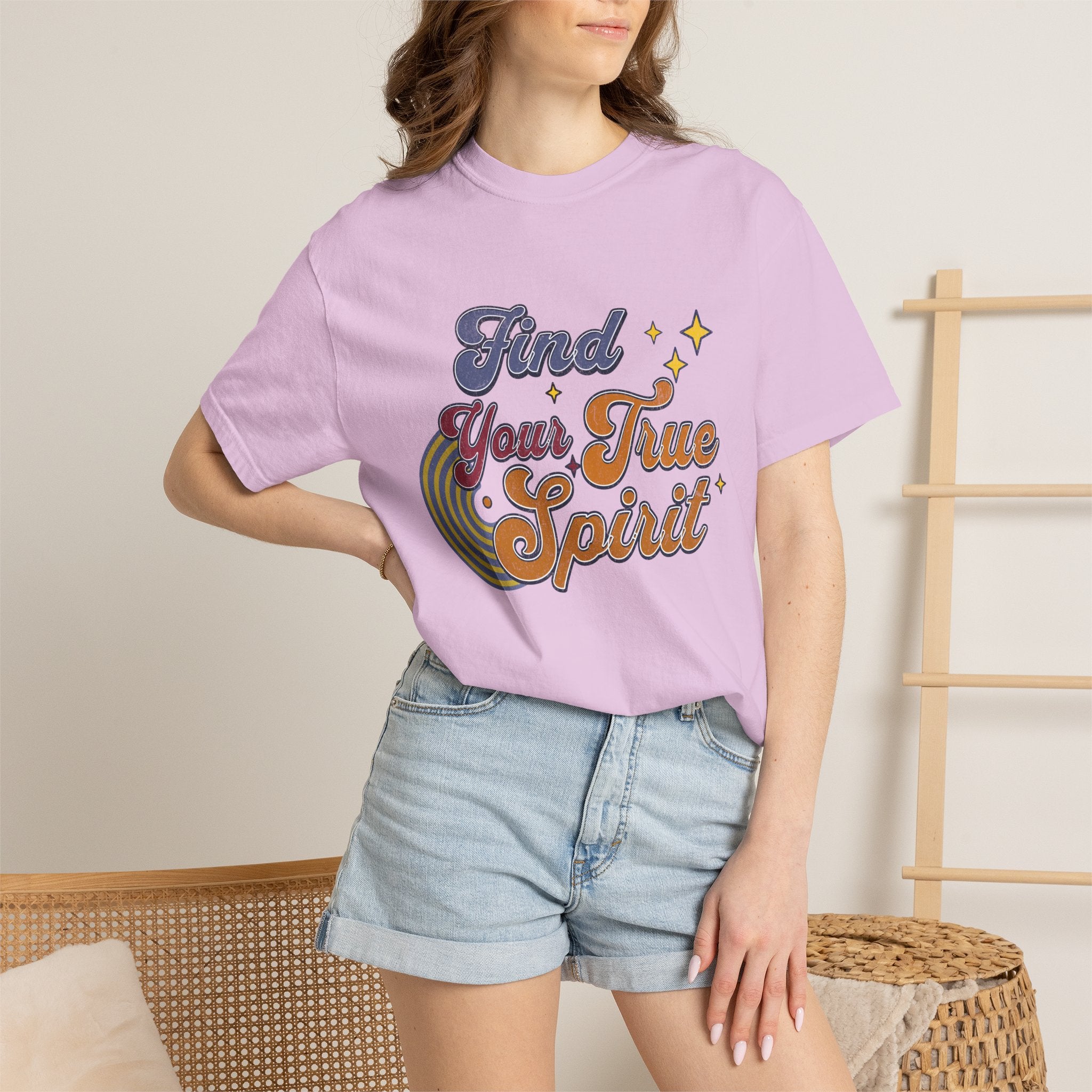 Textured Find Your True Spirit T-Shirt — Retro Rainbow Typography Tee