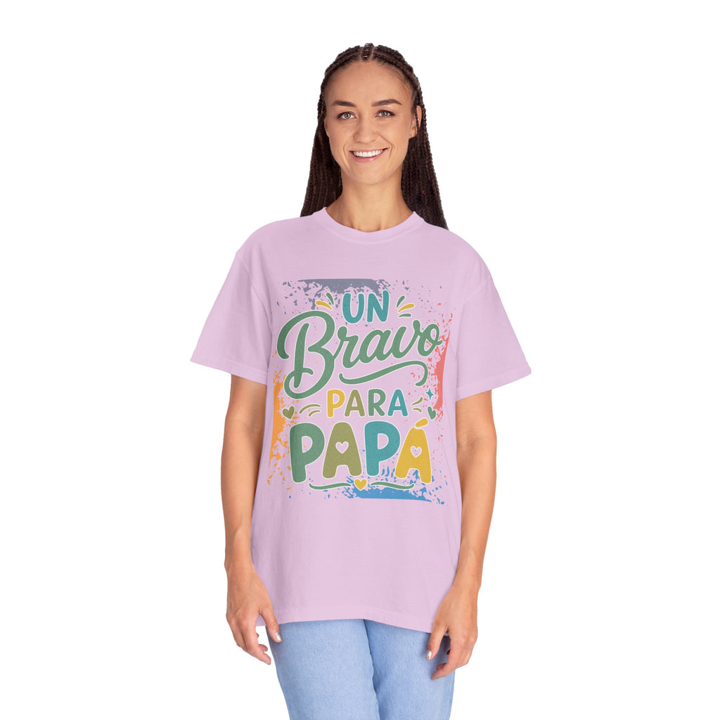 On Bravo Para Papá Textured T-Shirt — Colorful Father’s Day Spanish Dad Tee