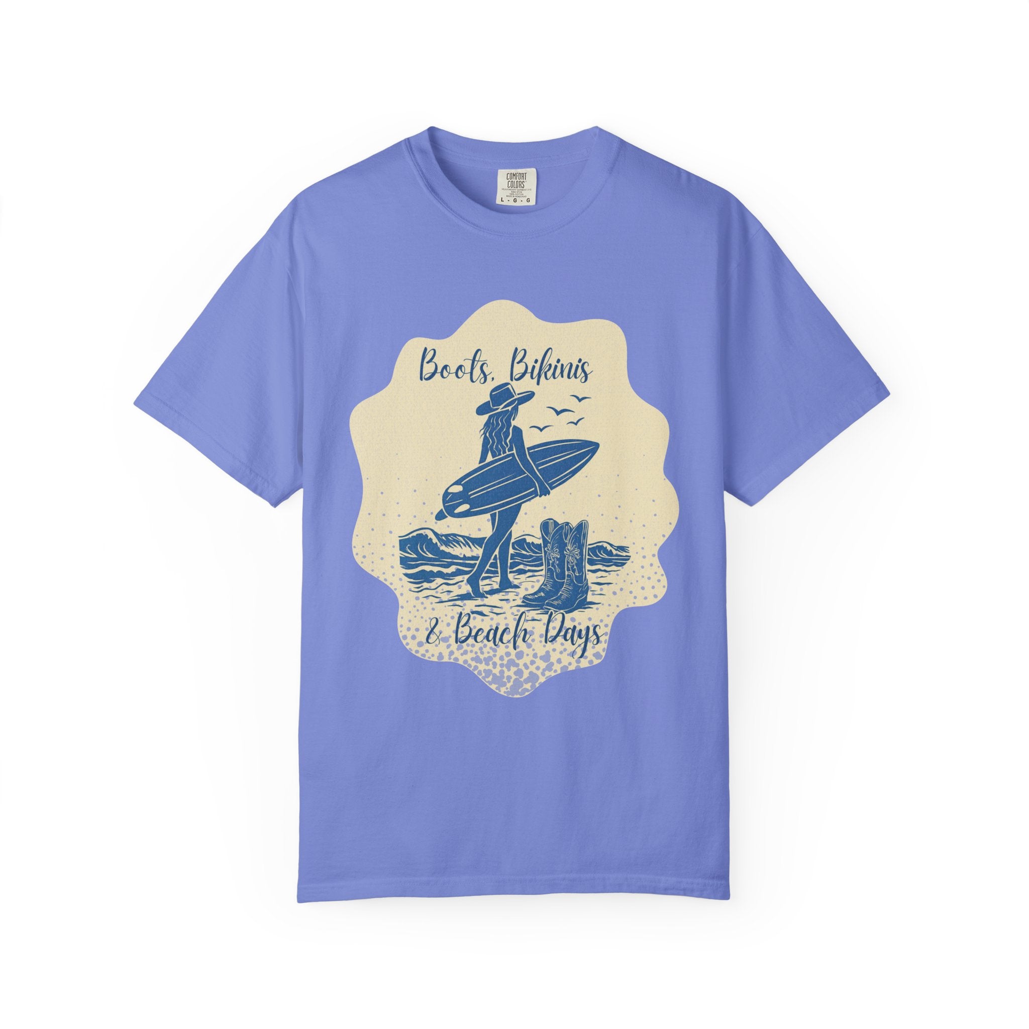 Textured Surf Vibes T-Shirt — 'Beach, Bikinis & Beach Days' Vintage Surf Graphic