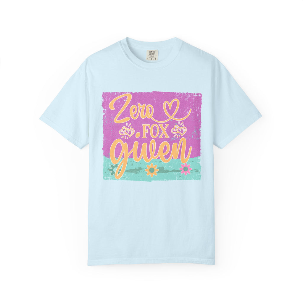 Textured T-Shirt — "Zero Fox Given" Retro Floral Graphic Tee