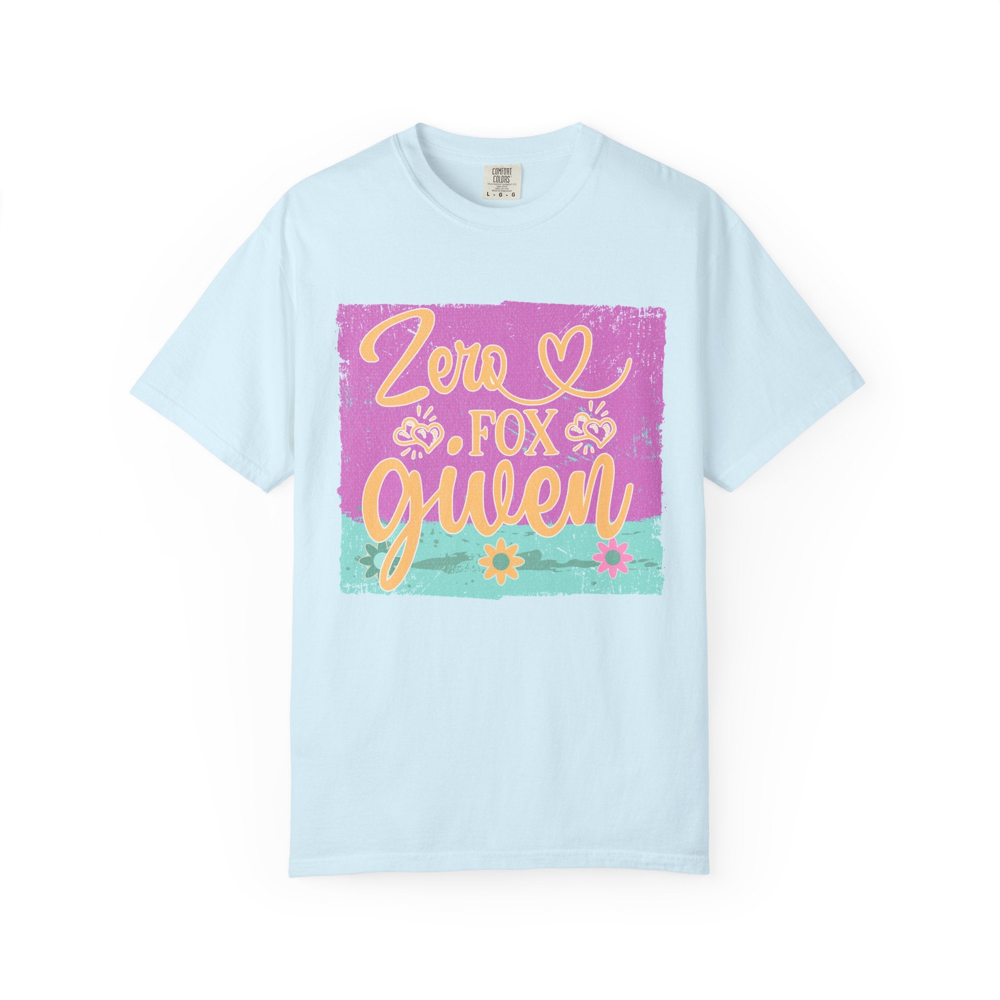 Textured T-Shirt — "Zero Fox Given" Retro Floral Graphic Tee