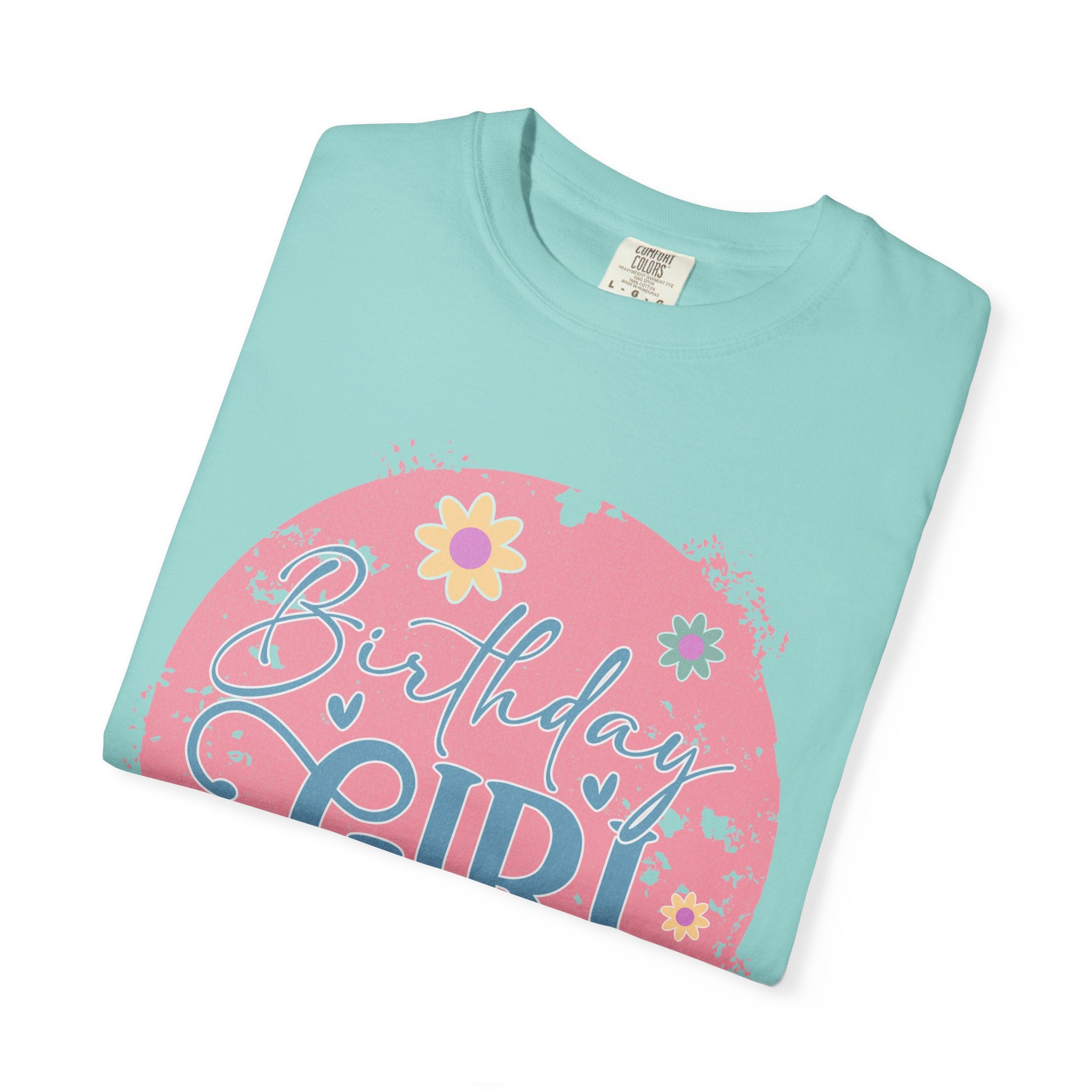 Birthday Girl Textured T-Shirt — Floral Pink Celebration Tee