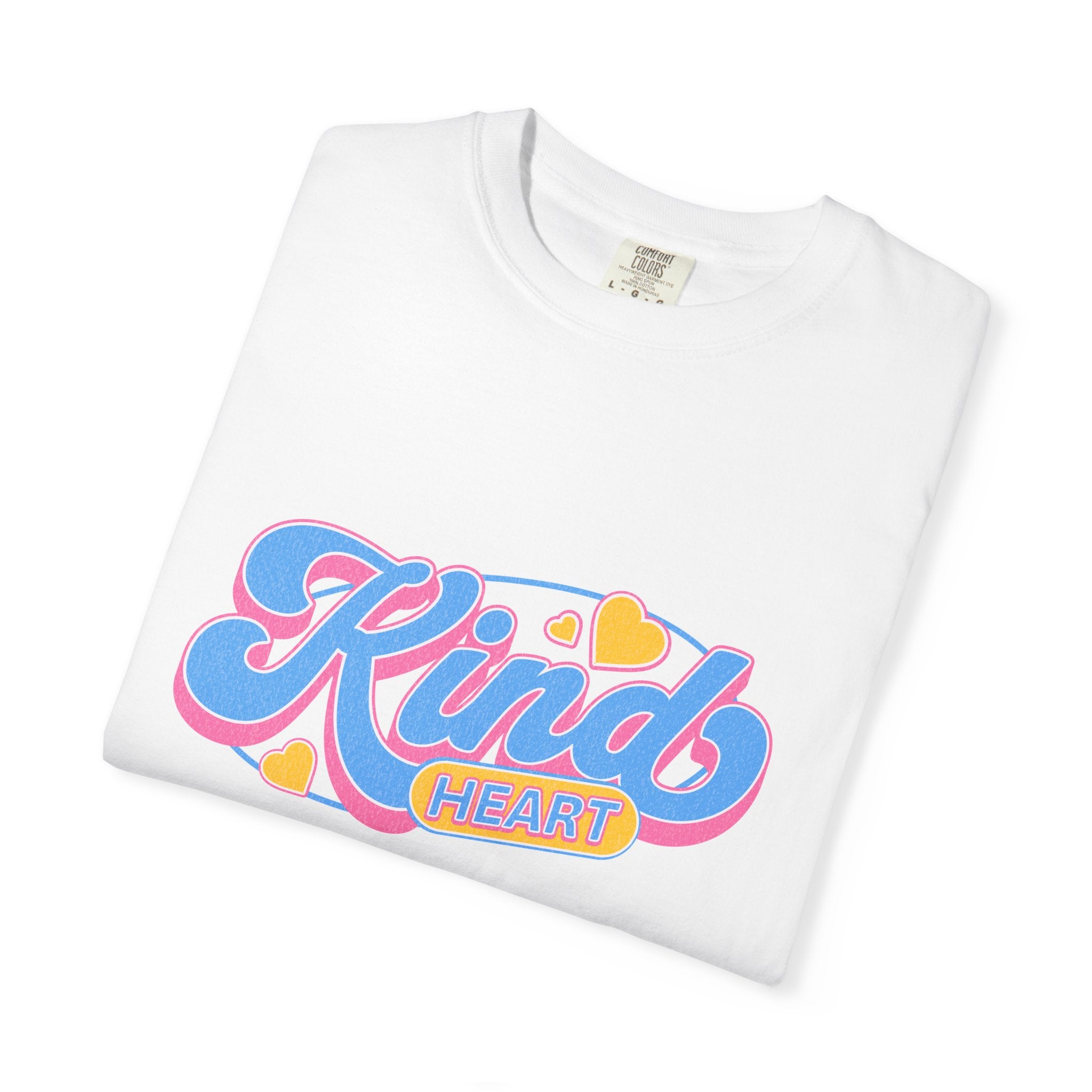 Textured Kind Heart T-Shirt — Retro Script Hearts Tee