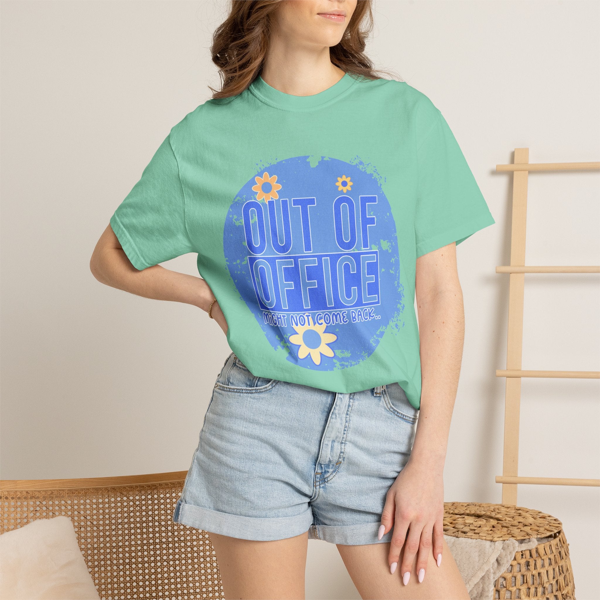 Out of Office Textured T-Shirt — Retro Floral Vacation Tee