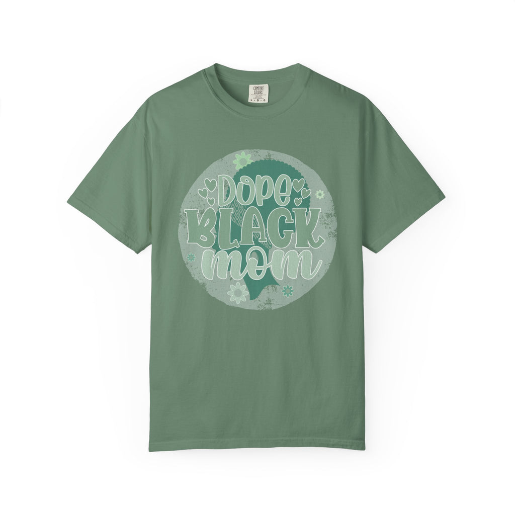 Dope Black Mom Textured T-Shirt — Retro Floral 'Dope Black Mom' Graphic Tee