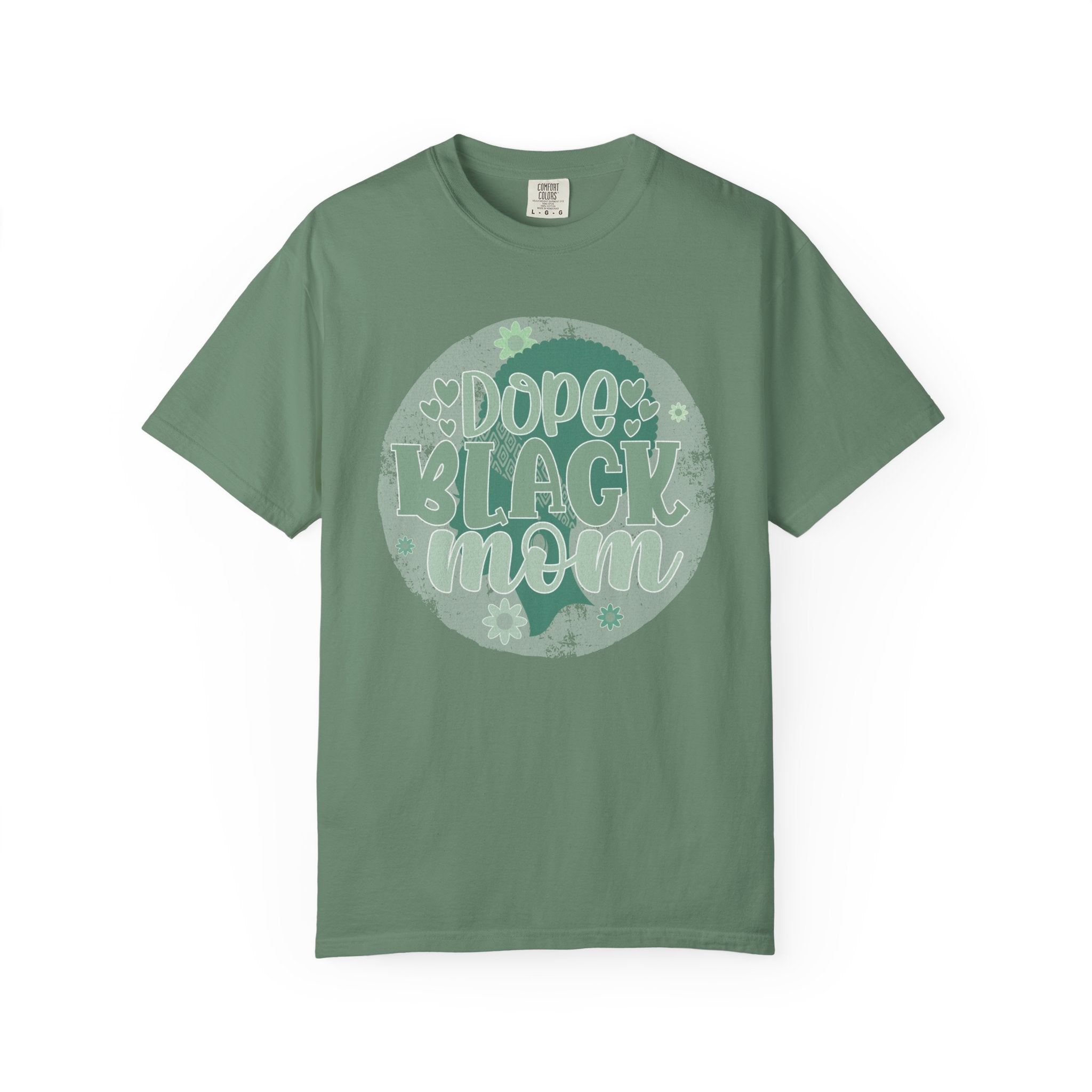 Dope Black Mom Textured T-Shirt — Retro Floral 'Dope Black Mom' Graphic Tee