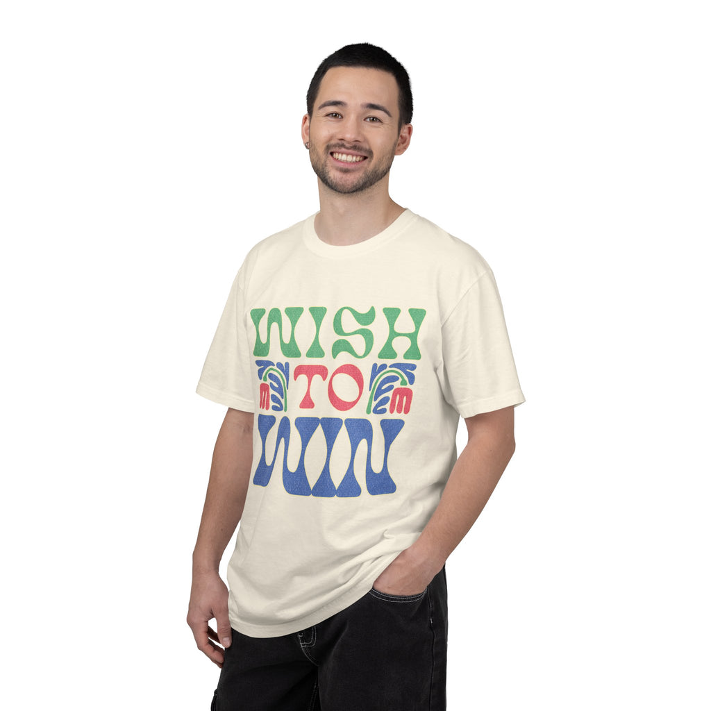 Wish to Win T-shirt |Textured Retro Psychedelic Lettering