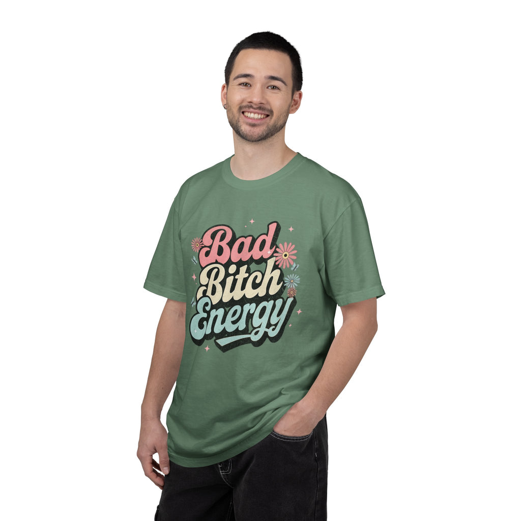 Bad Bitch Energy T-shirt |Textured Retro Script Floral Graphic