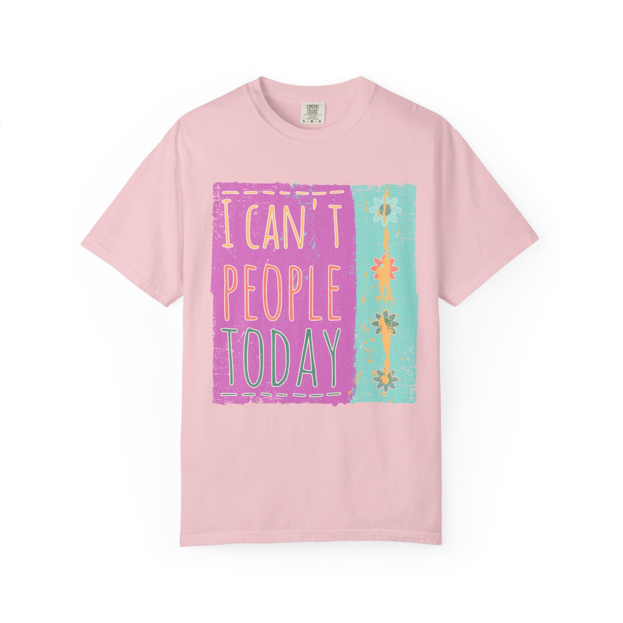 Textured I Can't People Today T-Shirt — Funny Introvert Graphic Tee