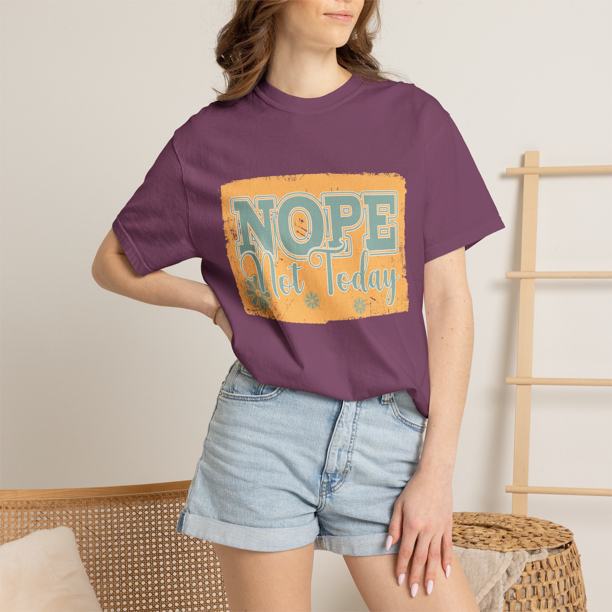 NOPE Not Today T-shirt | Textured Retro Beach Script Graphic