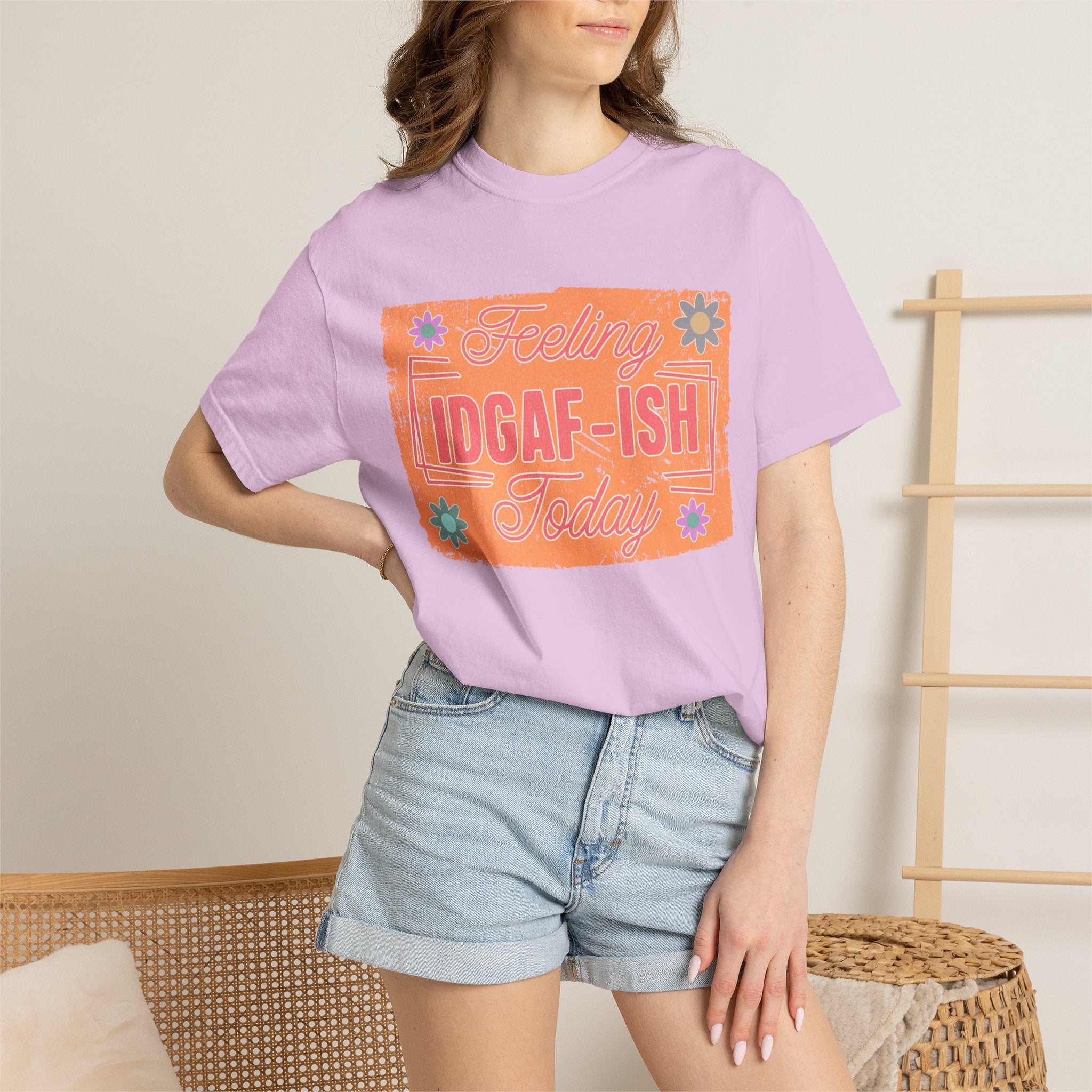 IDGAF-ISH Retro Floral Textured T-Shirt — Funny Sarcastic Graphic Tee