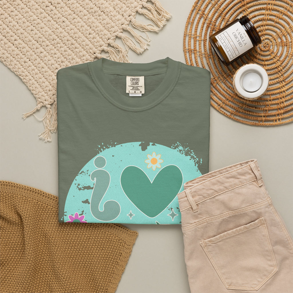 Funny Retro Self Love Textured Tee — Retro Floral Love Tee