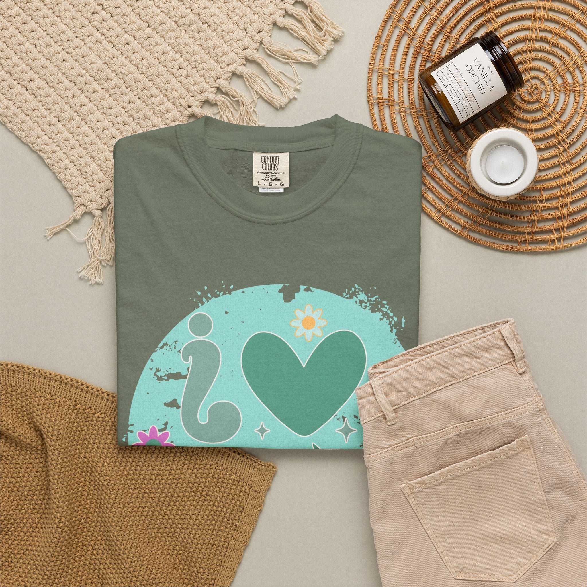 Funny Retro Self Love Textured Tee — Retro Floral Love Tee
