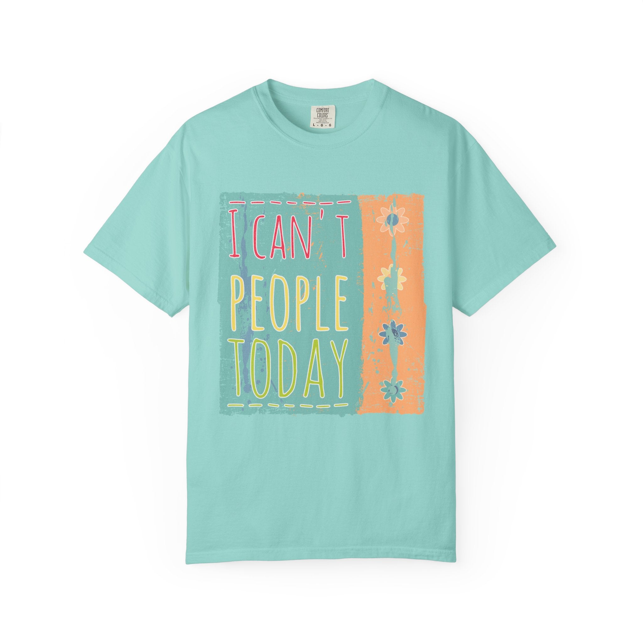 Textured I Can't People Today T-Shirt — Funny Introvert Graphic Tee