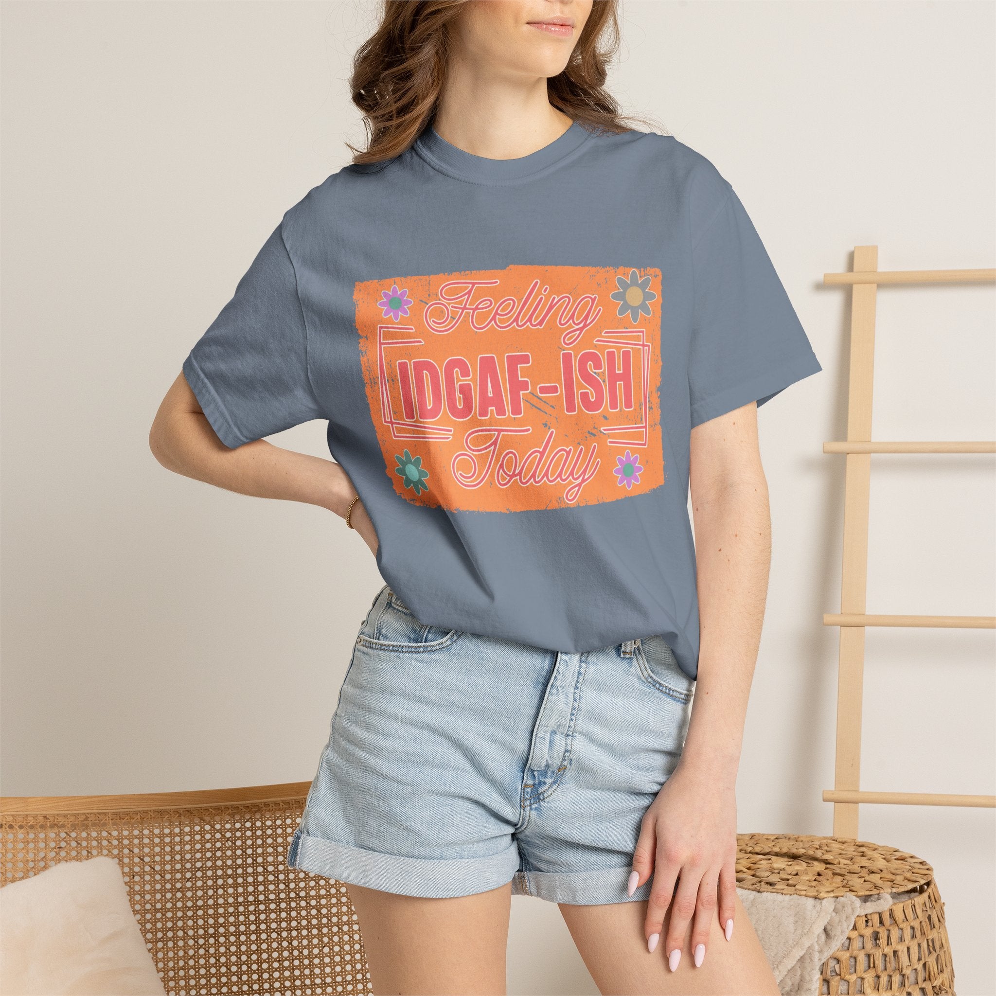 Textured IDGAF-ish Feeling T-Shirt — Retro Floral Graphic Tee